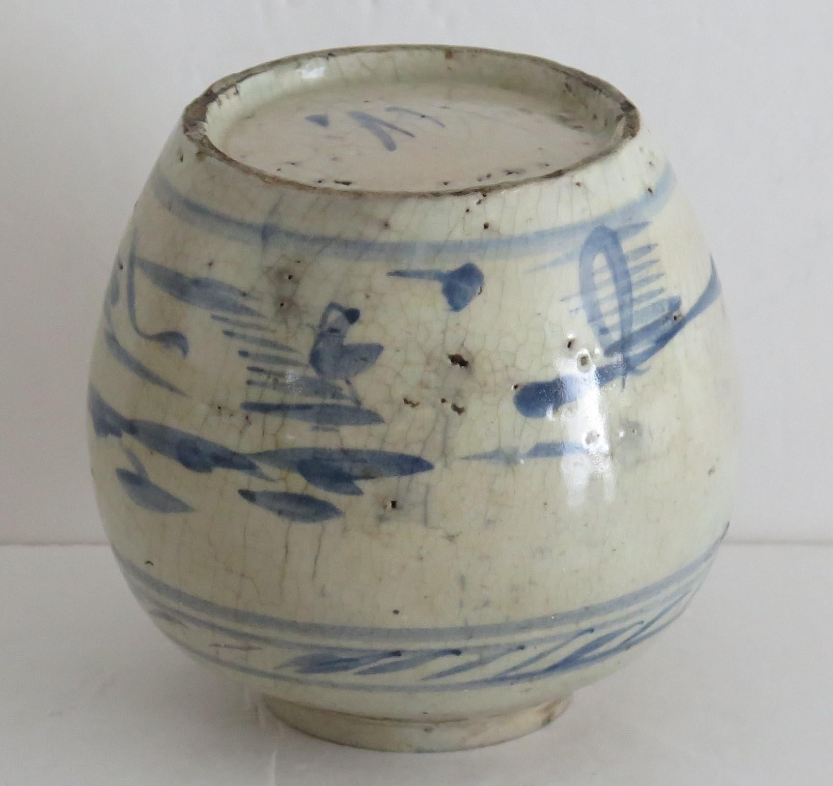 Chinese Export Jar Provincial Hand Painted ceramic, 17th Century late Ming For Sale 6