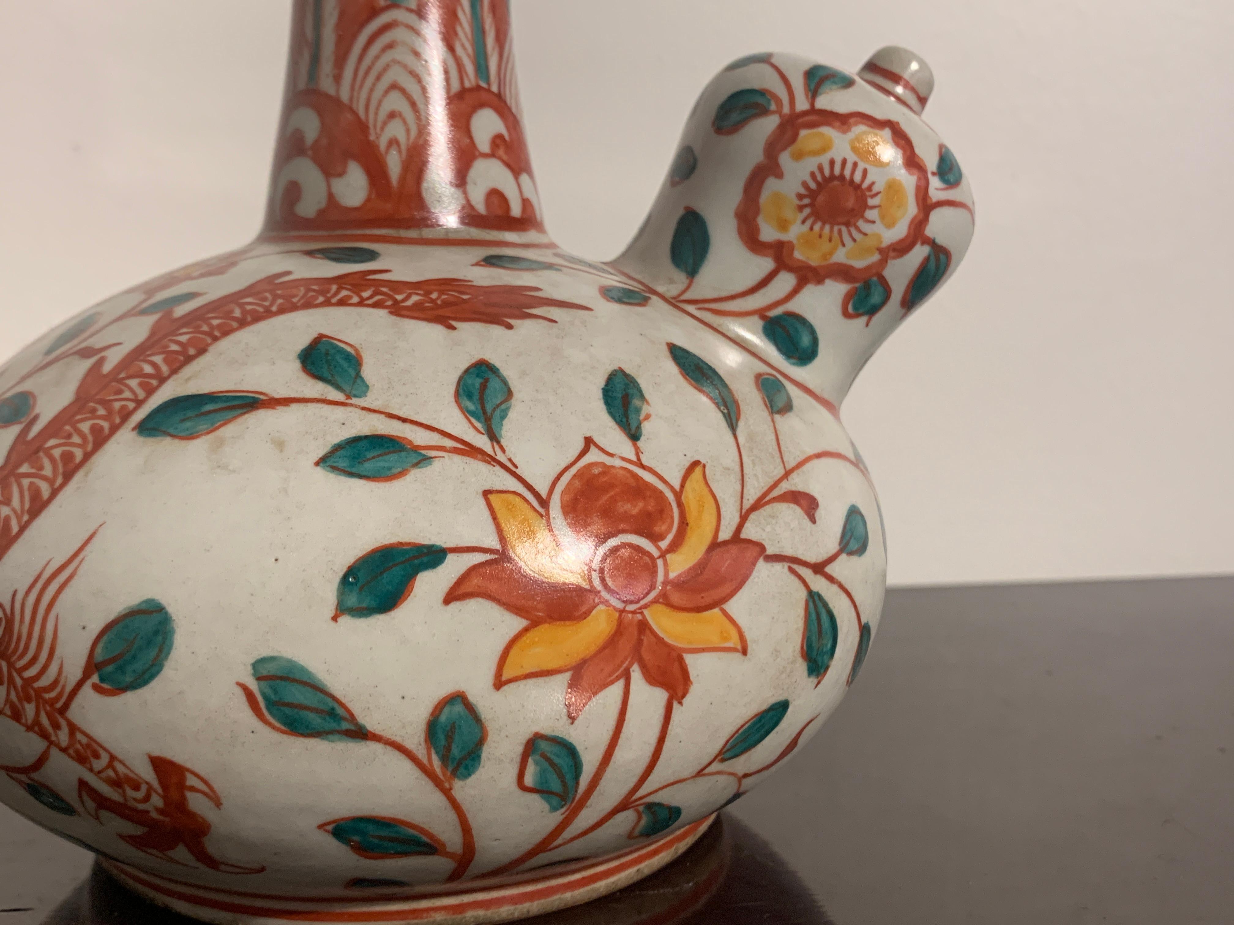 Early 20th Century Chinese Export Kendi, Swatow Ware, Porcelain with Polychrome Enamels, circa 1900 For Sale