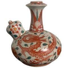 Chinese Export Kendi, Swatow Ware, Porcelain with Polychrome Enamels, circa 1900