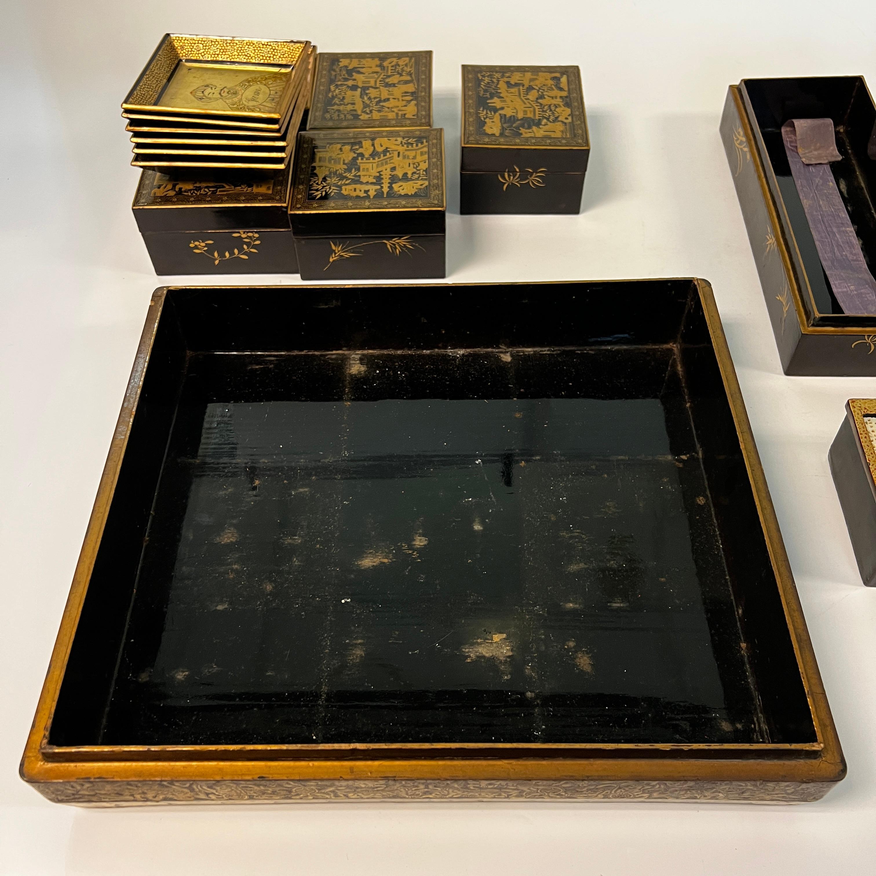 Chinese Export Lacquer Games Box with Mother of Pearl 7