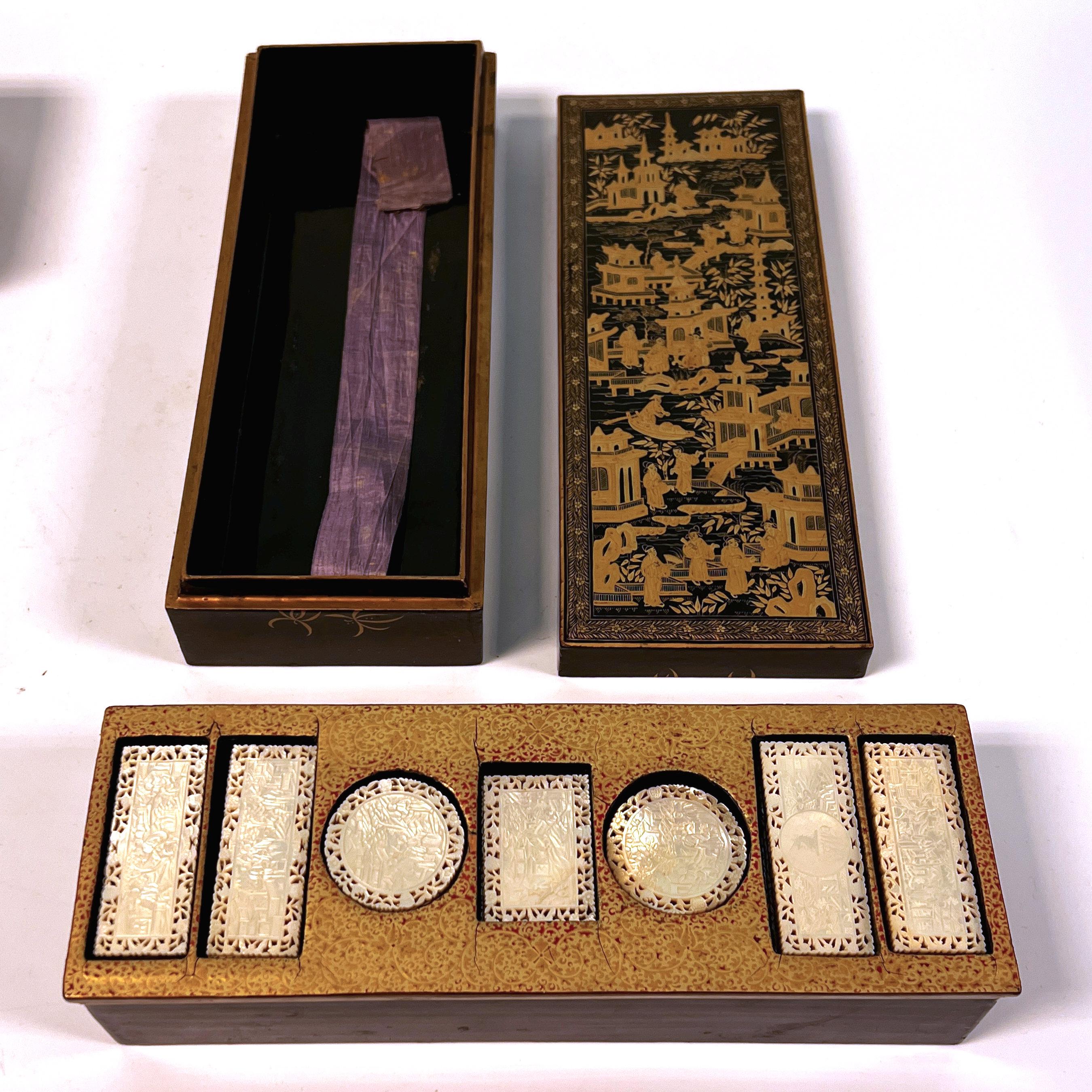 Chinese Export Lacquer Games Box with Mother of Pearl 1