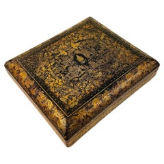 Antique Chinese Export Lacquer Games Box with Mother of Pearl