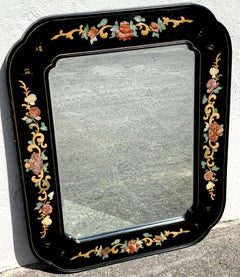 Espejo chino de exportación de laca y piedra dura