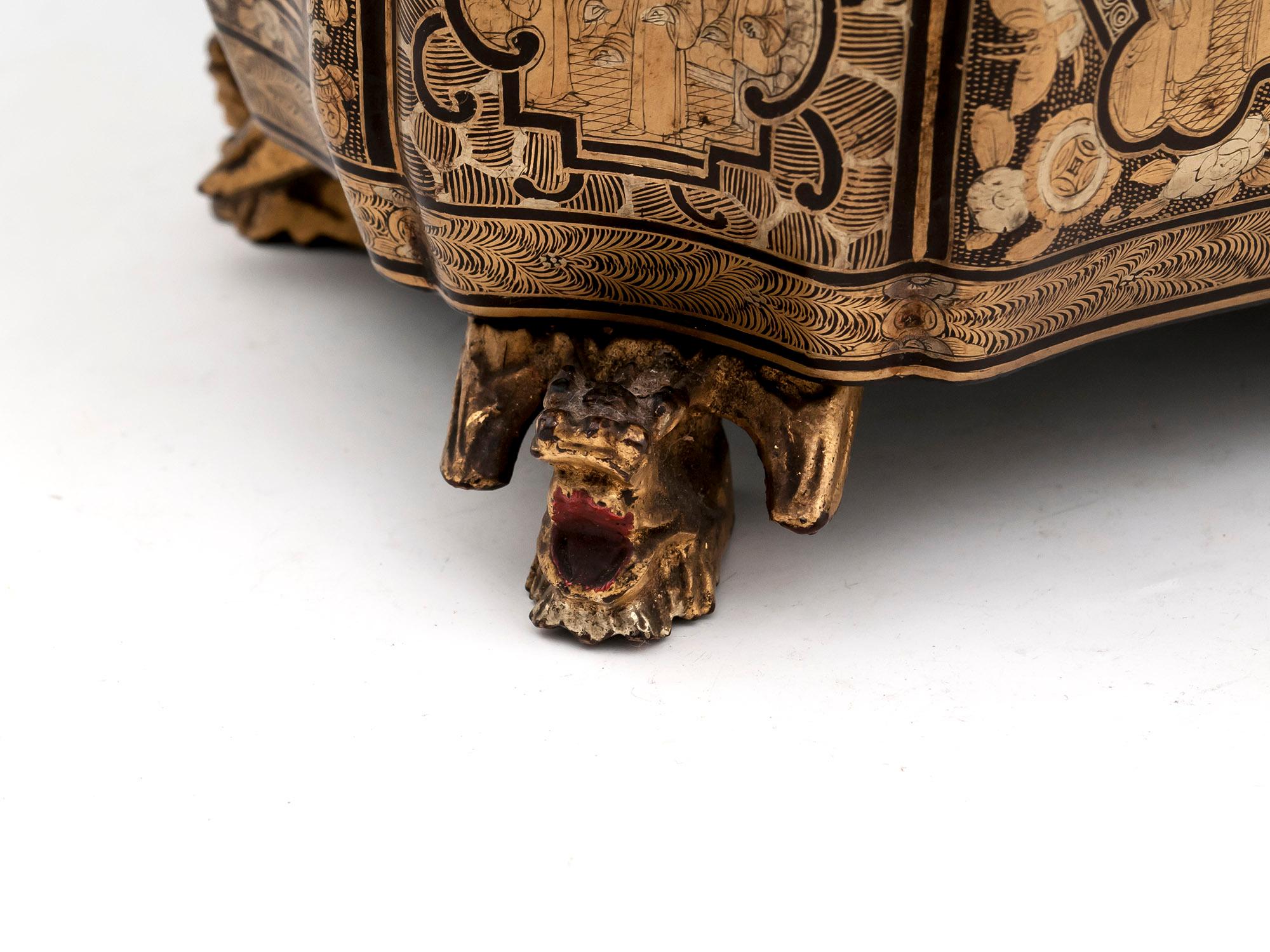 Chinese Export Lacquer Tea Caddy 1