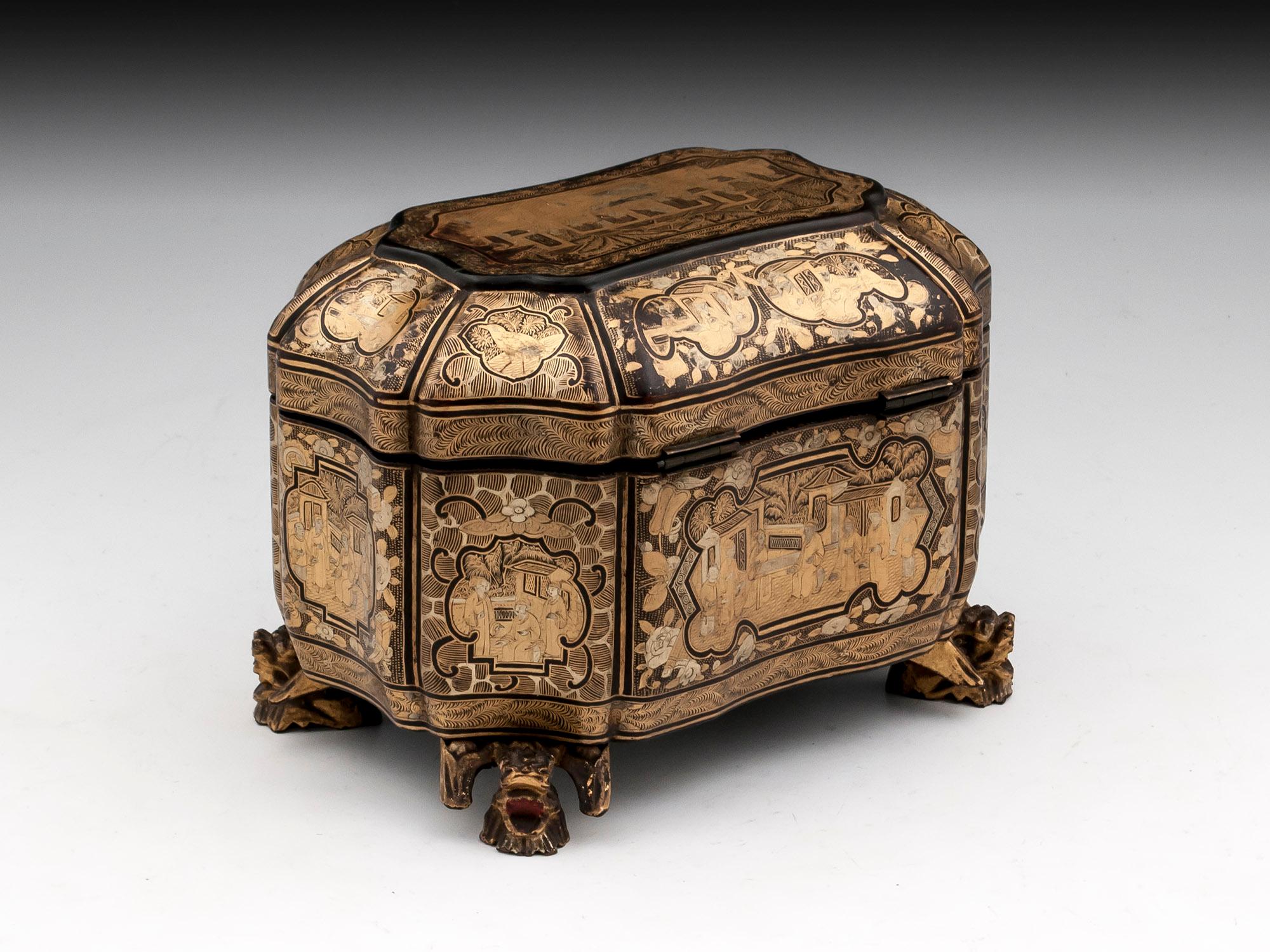 Chinese Export Lacquer Tea Caddy 2