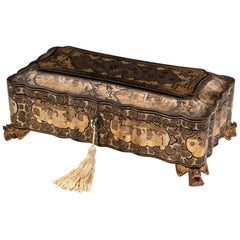Chinese Export Lacquer Trinket Jewelry Games Box
