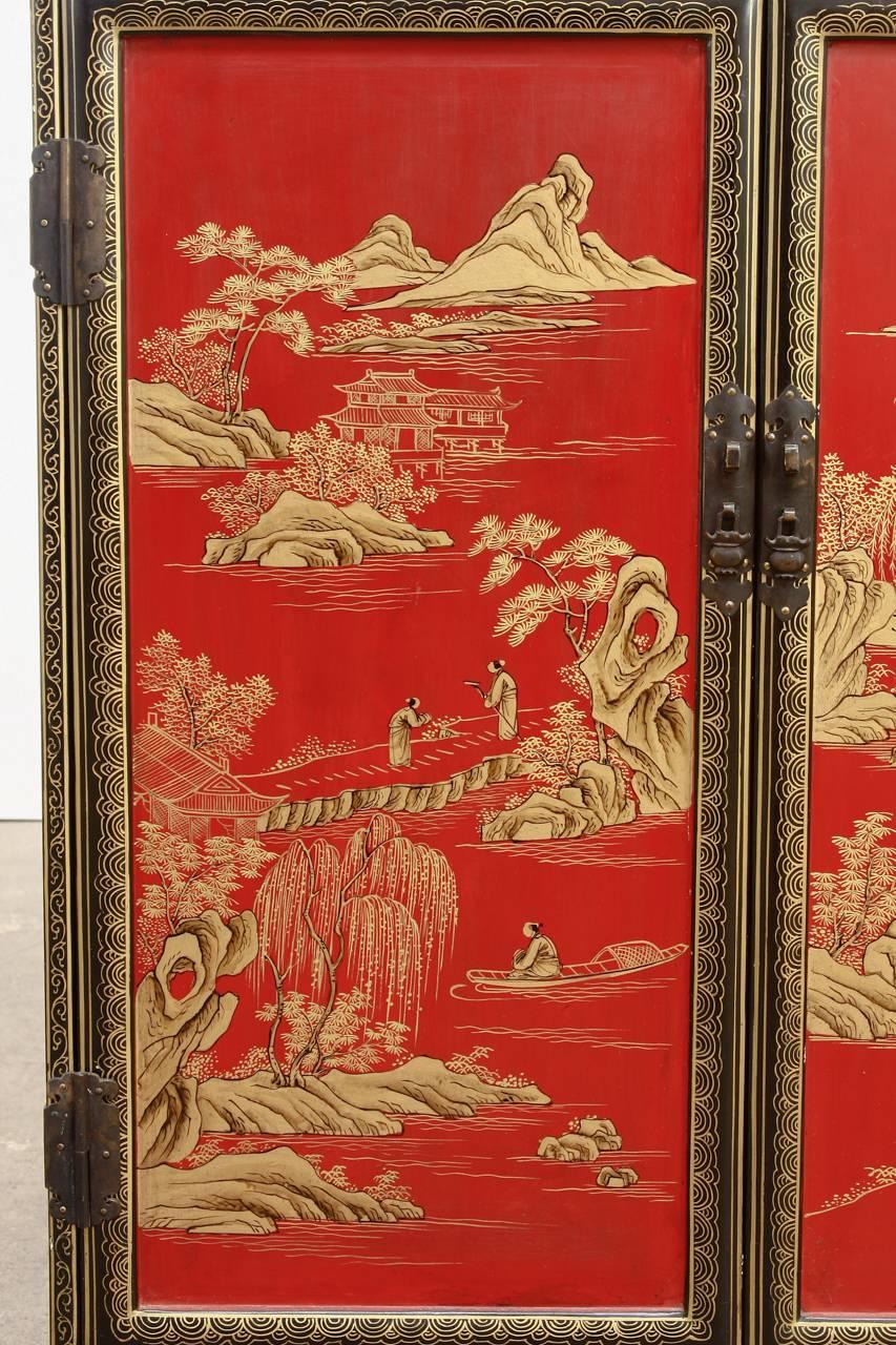 Chinese Export Lacquered Cabinet or Chest 2