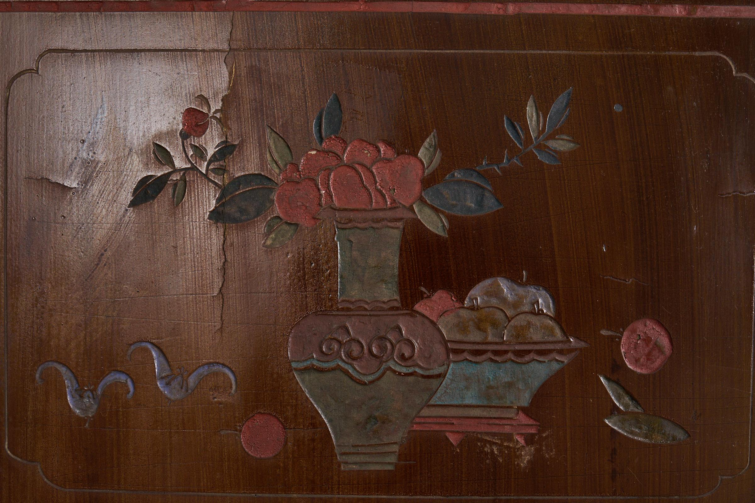 Chinese Export Lacquered Four Panel Coromandel Screen For Sale 9