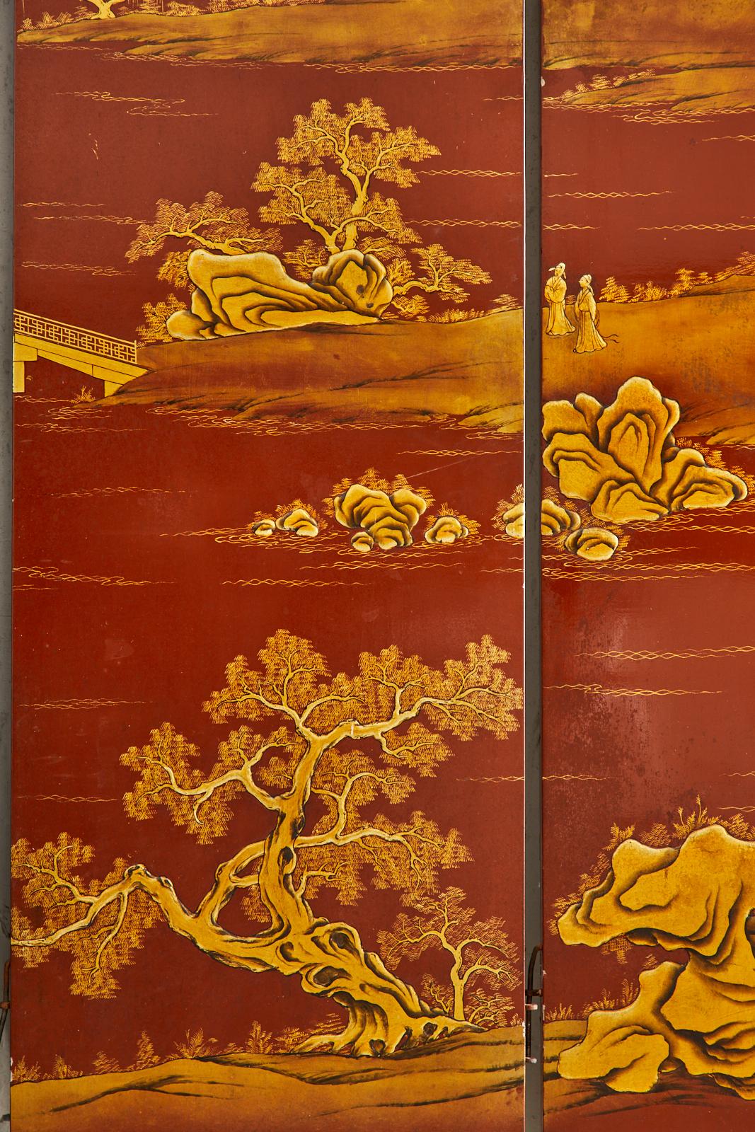 Chinese Export Lacquered Red Coromandel Six Panel Screen 6