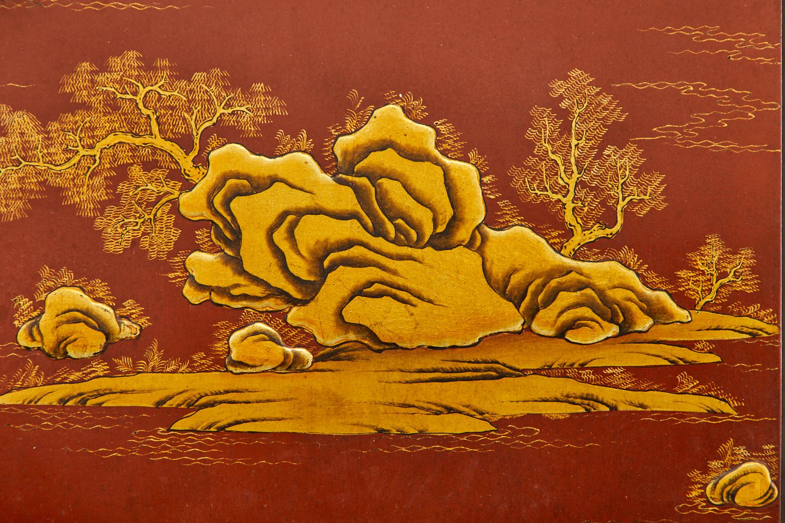 Chinese Export Lacquered Red Coromandel Six Panel Screen 8