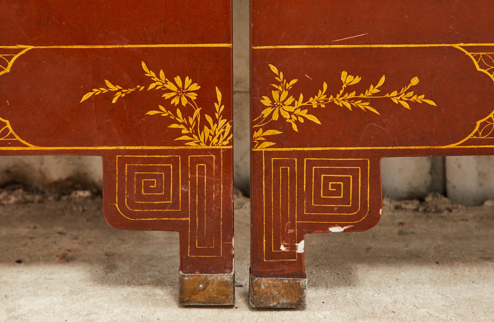 Chinese Export Lacquered Red Coromandel Six Panel Screen 9