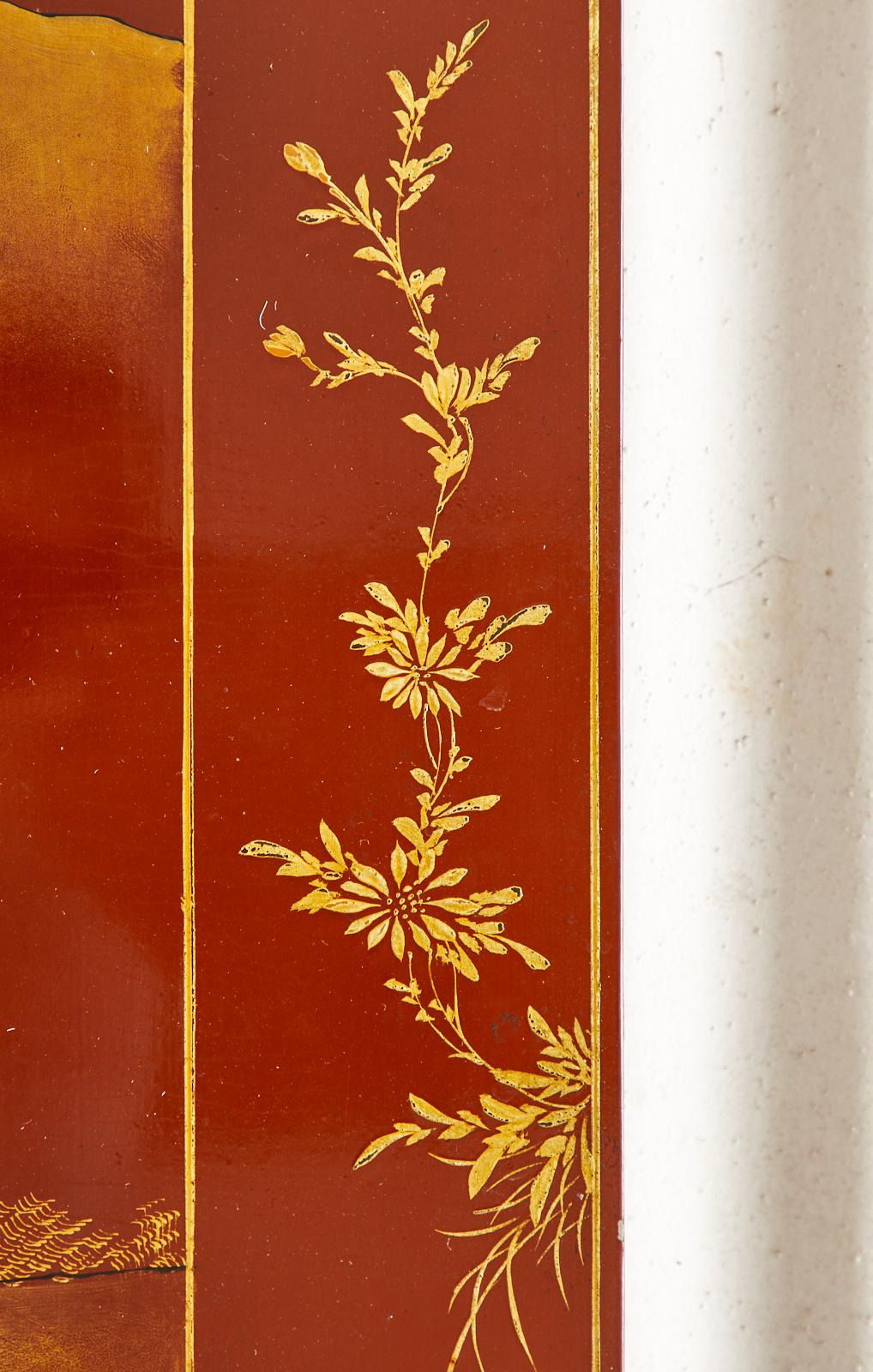 Chinese Export Lacquered Red Coromandel Six Panel Screen 12