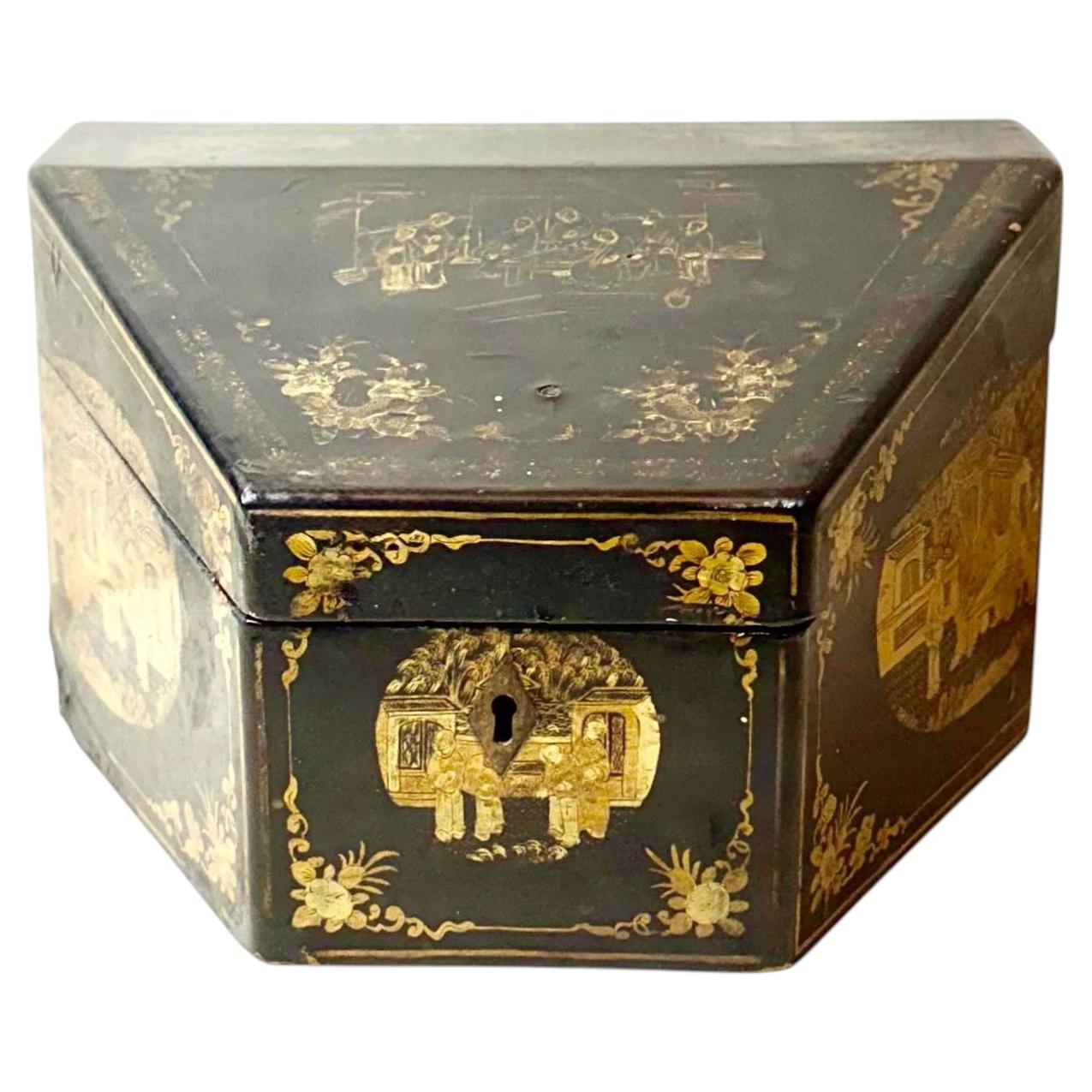 Chinese Export Lacquered Storage or Letter Box For Sale