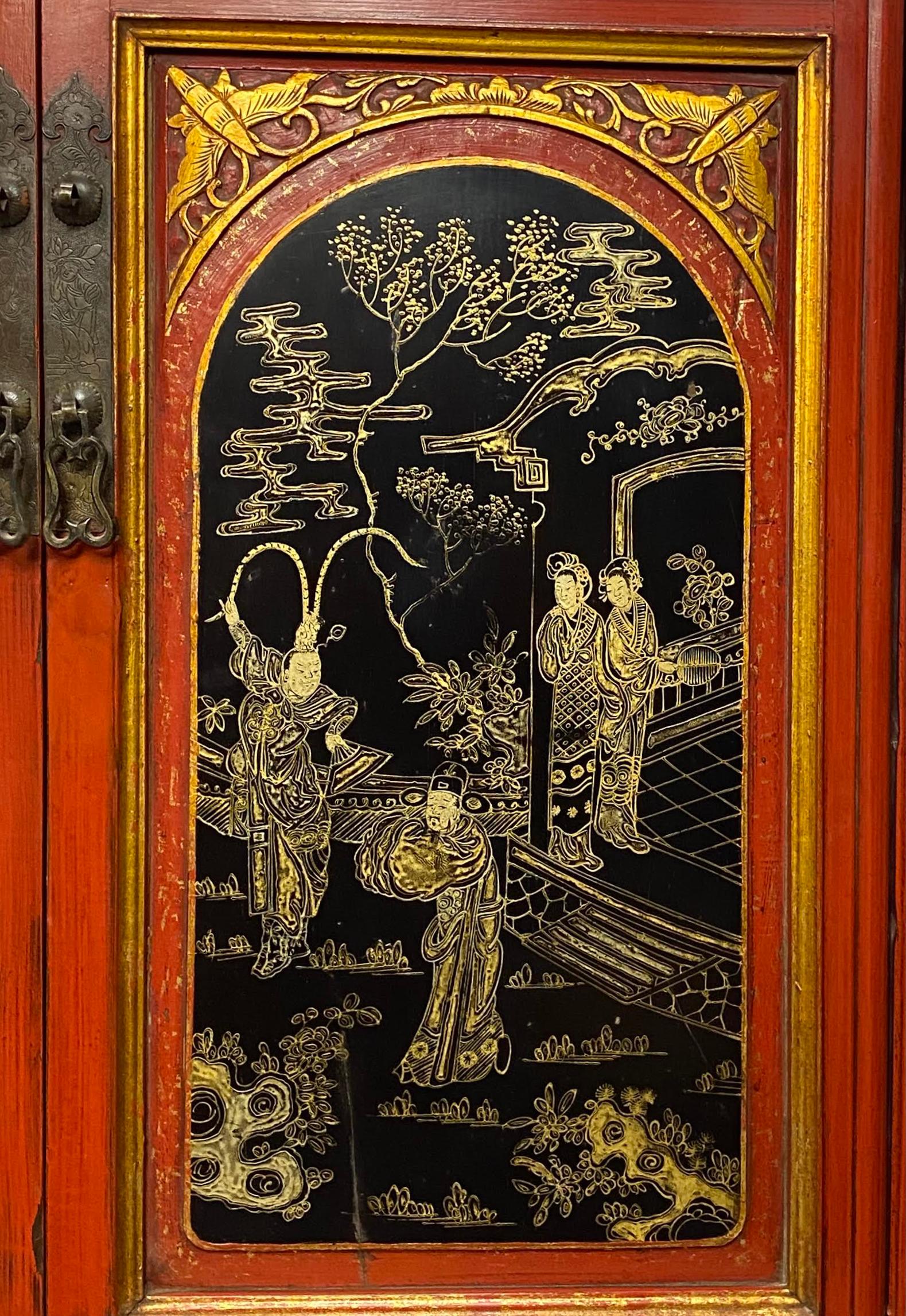 Chinese Export Lacquered Two-Piece Cabinet For Sale 4