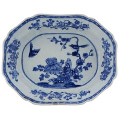 Chinese Export Large Deep Basin, Birds in Garden Dec., circa 1750