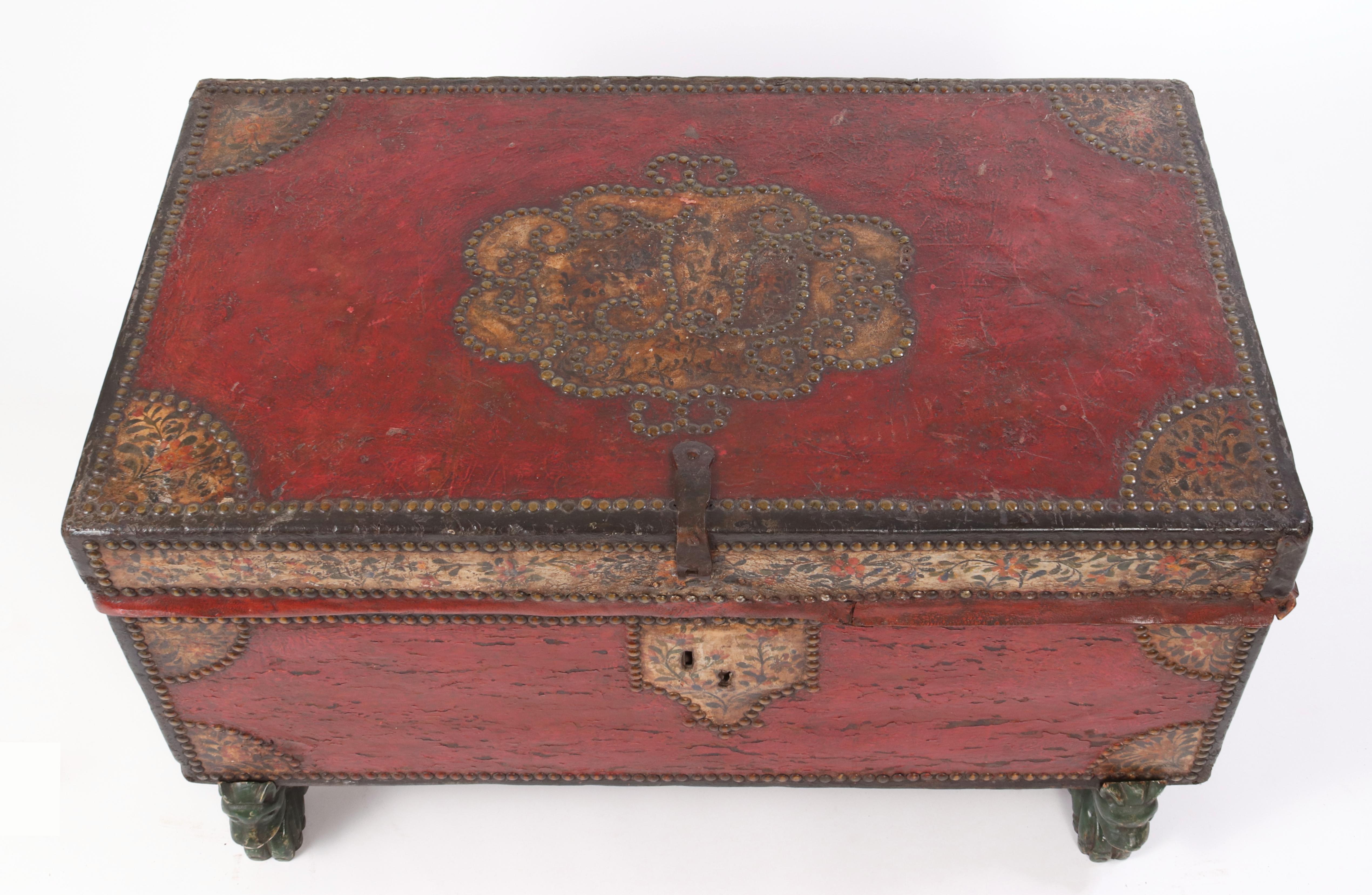 19th Century Chinese Export Leather Trunk, circa 1820 For Sale
