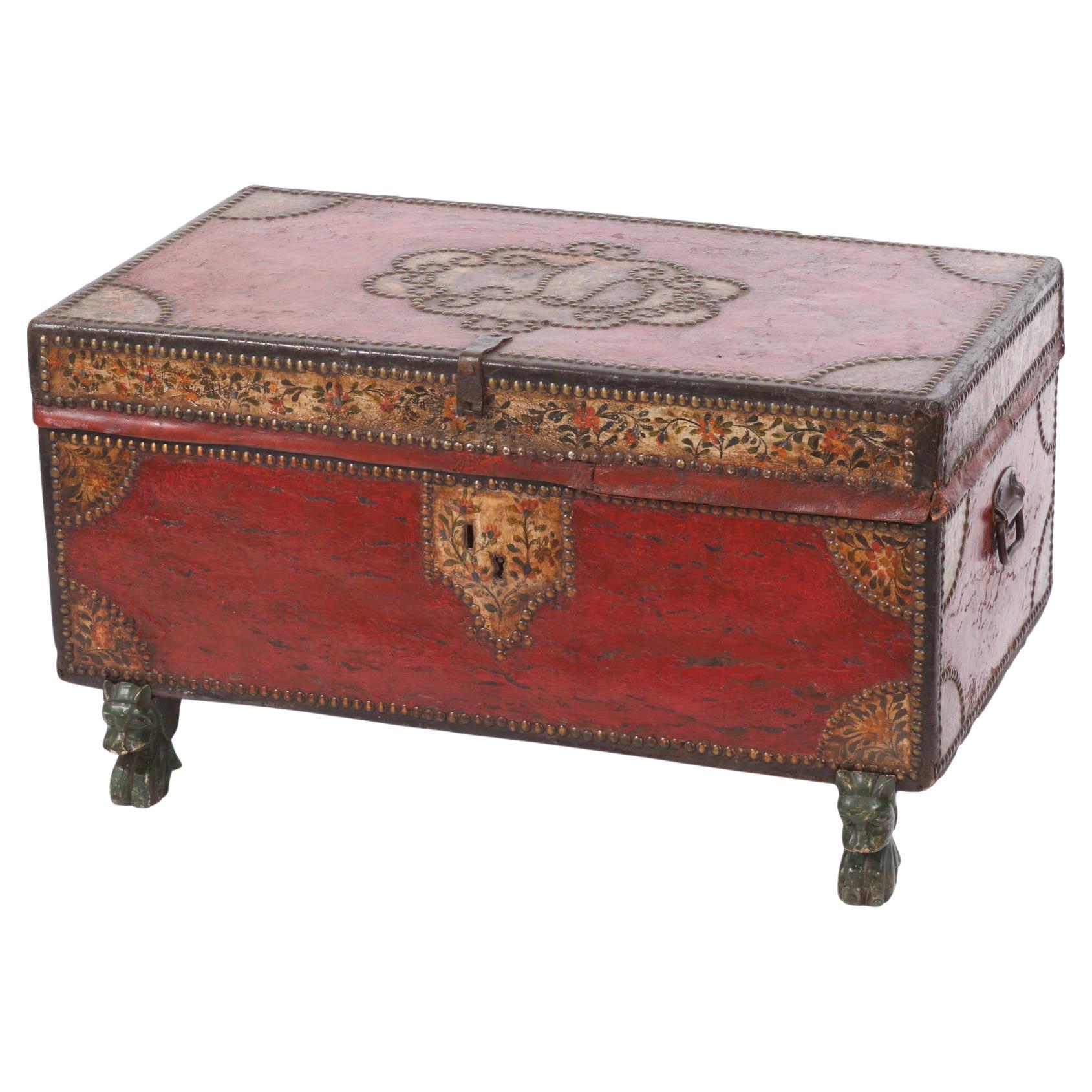 Chinese Export Leather Trunk, circa 1820 For Sale