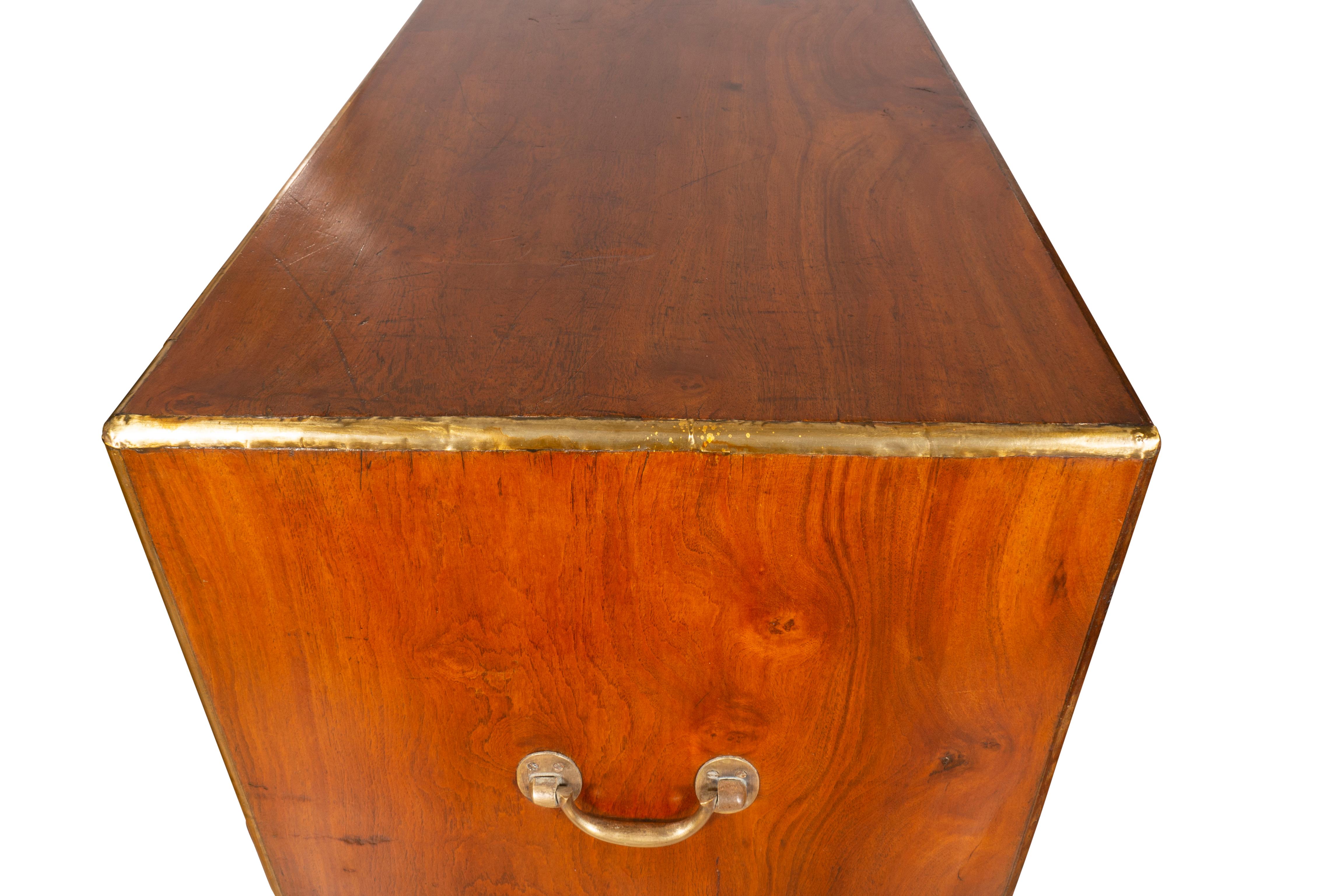 Chinese Export Mahogany and Brass Inlaid Campaign Chest For Sale 4