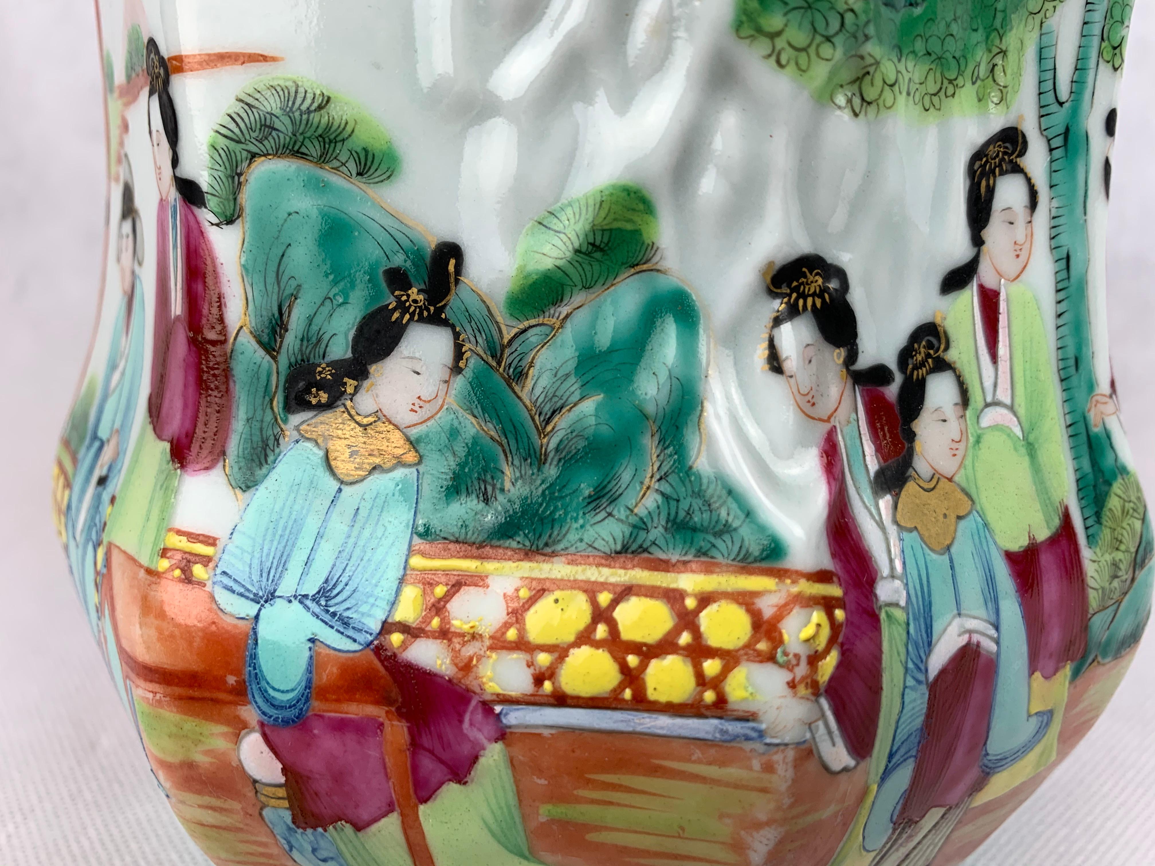   Large Mandarin or Famille Rose Chinese Export Porcelain Pitcher 2