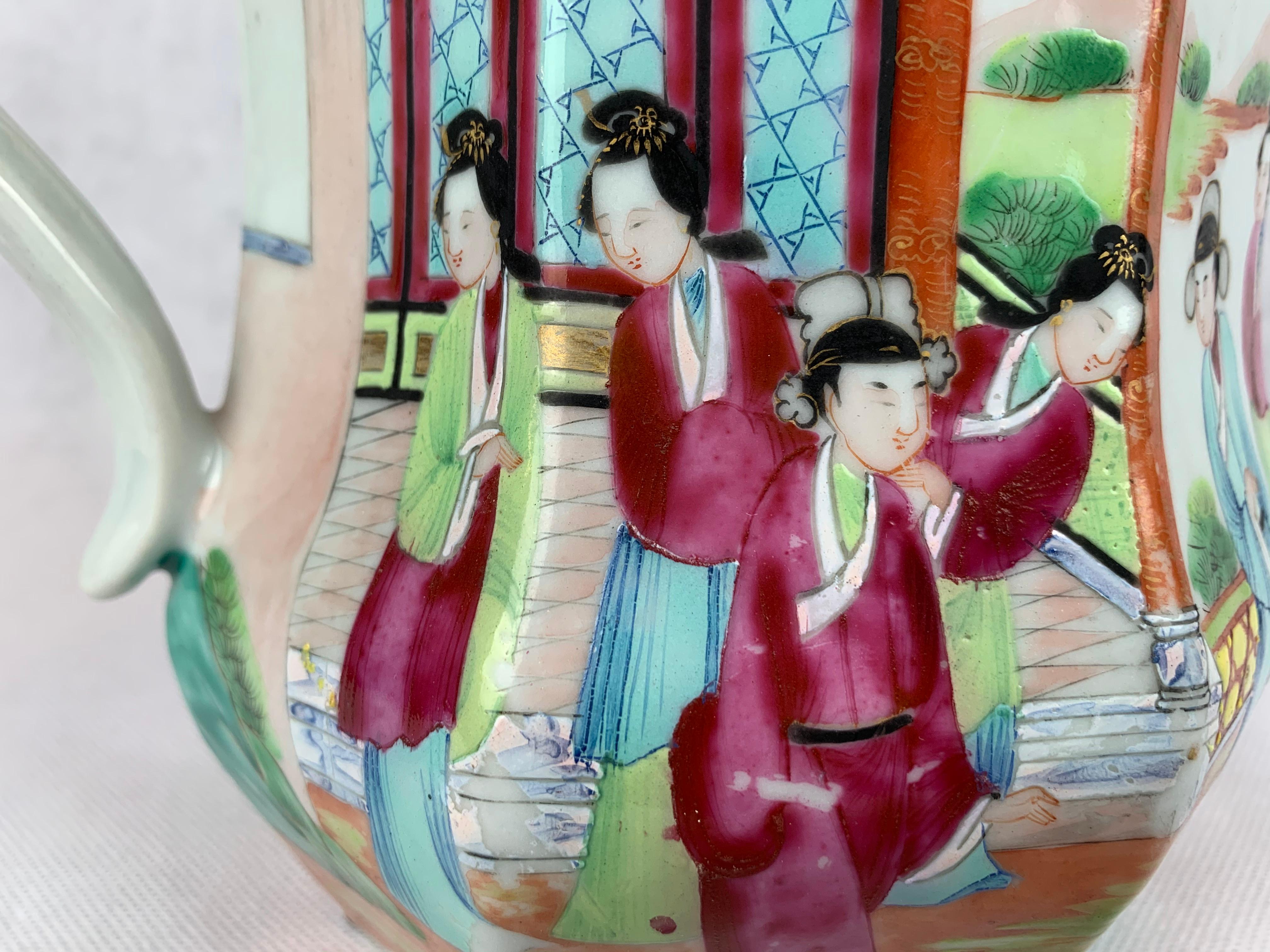   Large Mandarin or Famille Rose Chinese Export Porcelain Pitcher 3