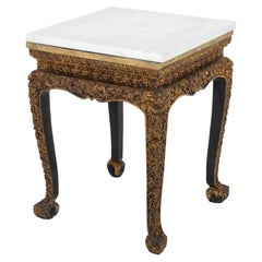Chinesischer Export Marmorplatte Giltwood Beistelltisch