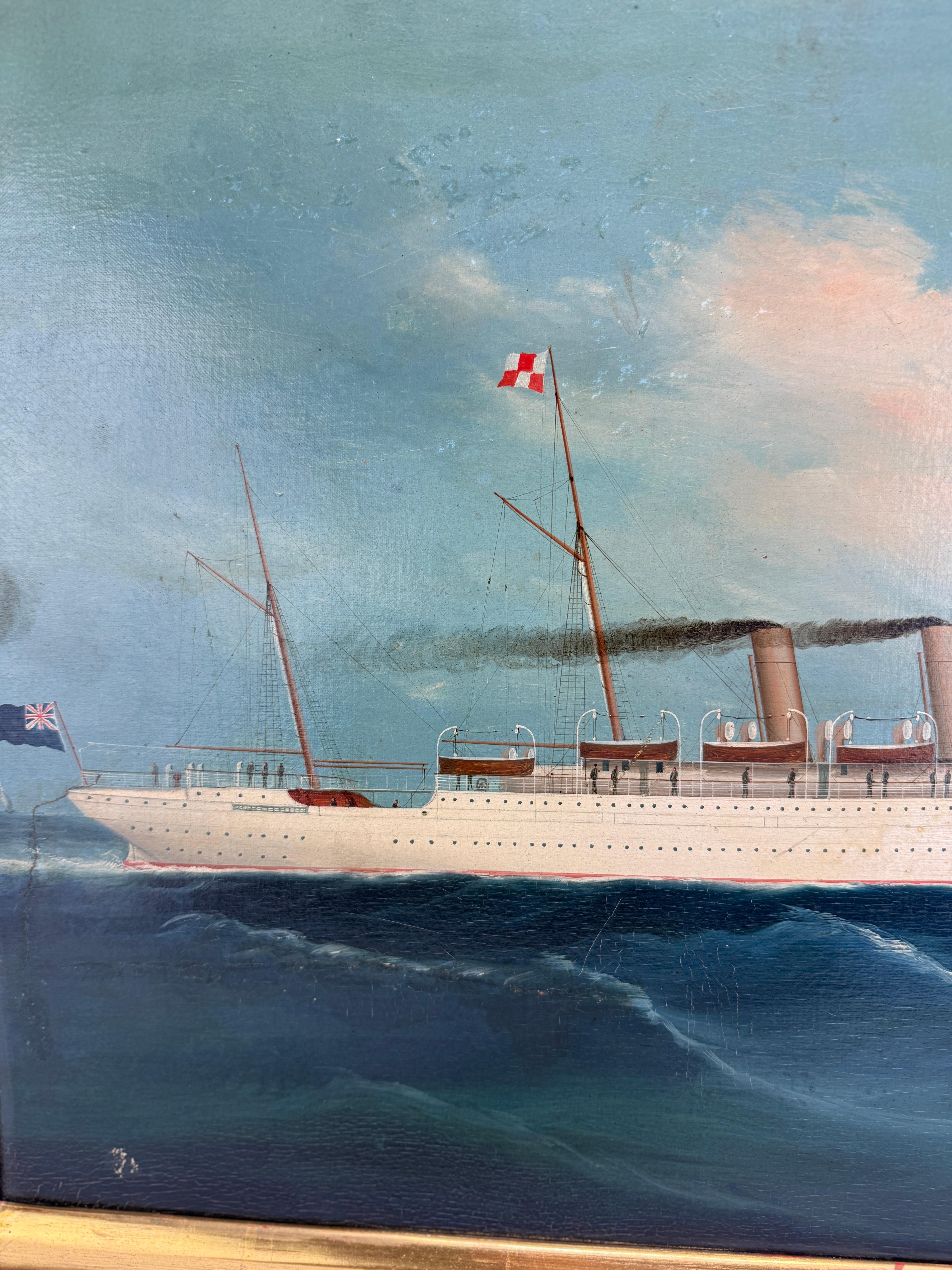 Peinture maritime d'exportation chinoise représentant le bateau à vapeur Empress of China, C.I.C. Bon état - En vente à Atlanta, GA