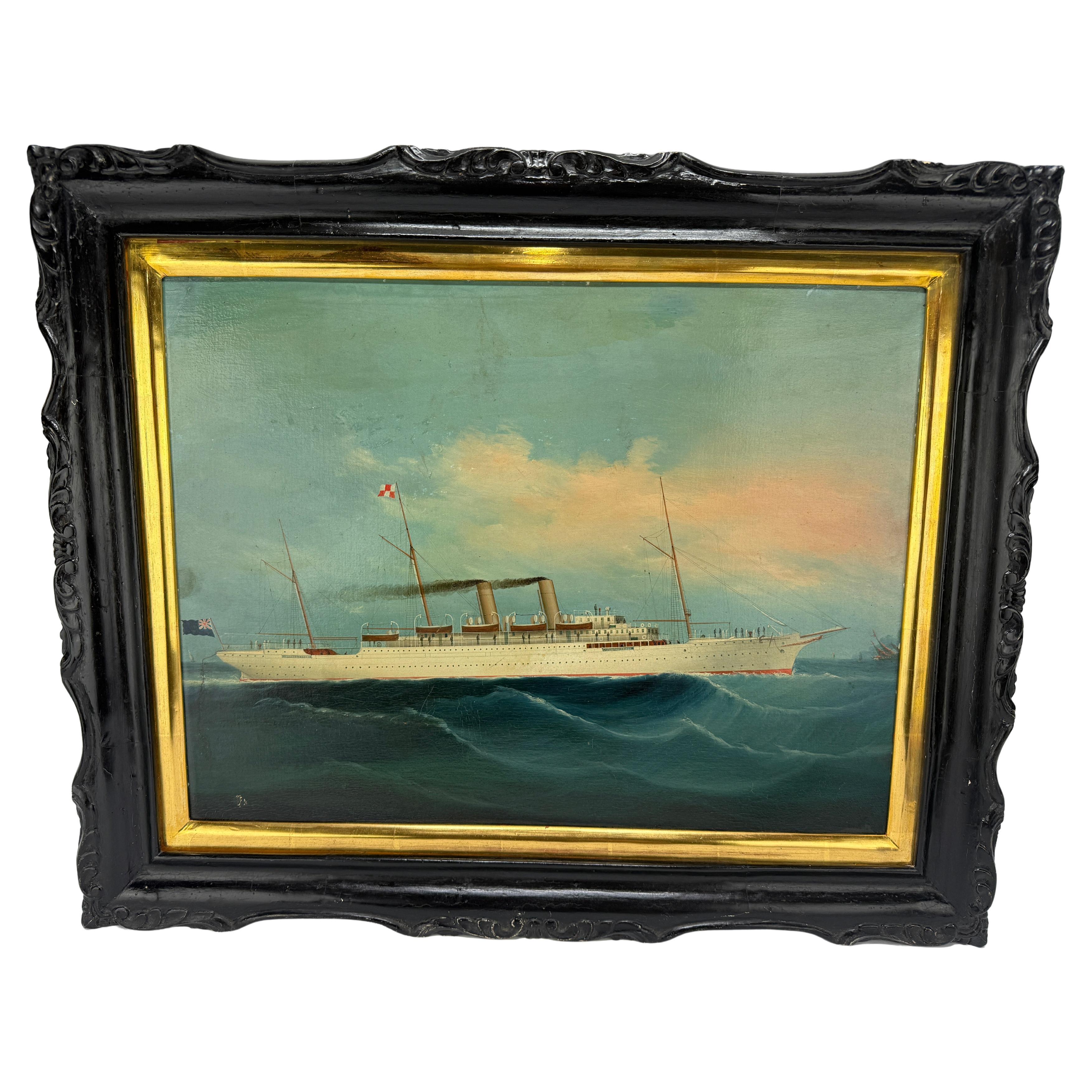 Peinture maritime d'exportation chinoise représentant le bateau à vapeur Empress of China, C.I.C.