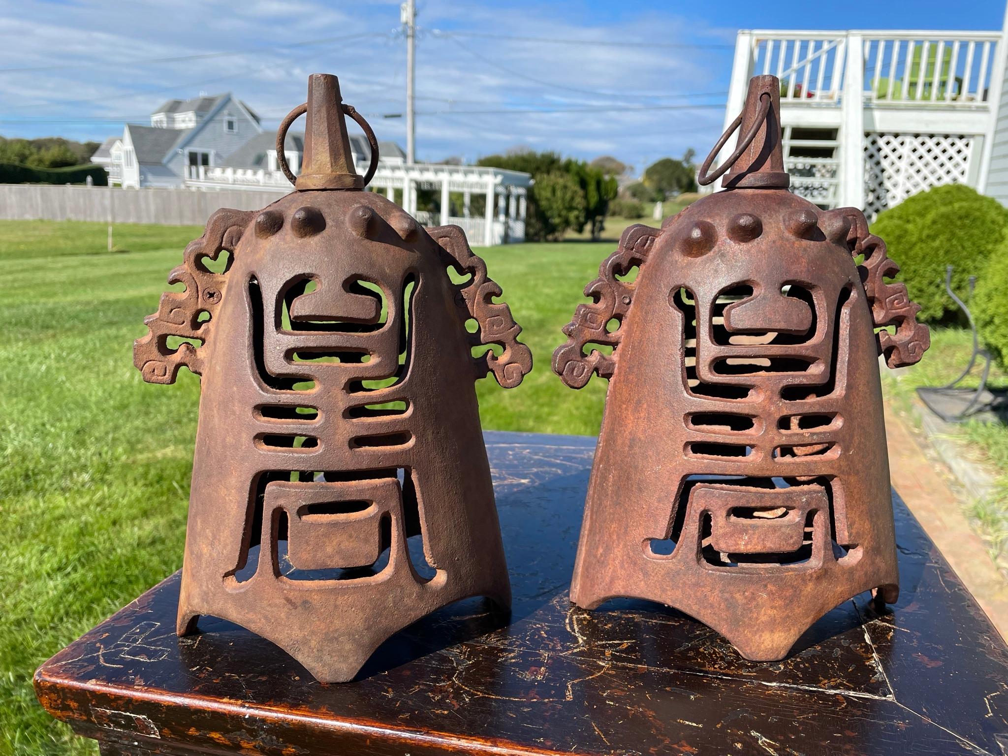 Exportation chinoise Chinois ancien  Paire de lanternes d'effigie symboliques de la longévité en vente