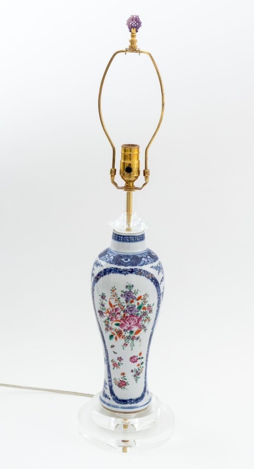 Glazed Chinese Export Meiping Vase Mounted as a Lamp For Sale