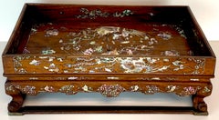 Chinesische Export Perlmutt Intarsien Opium Stand