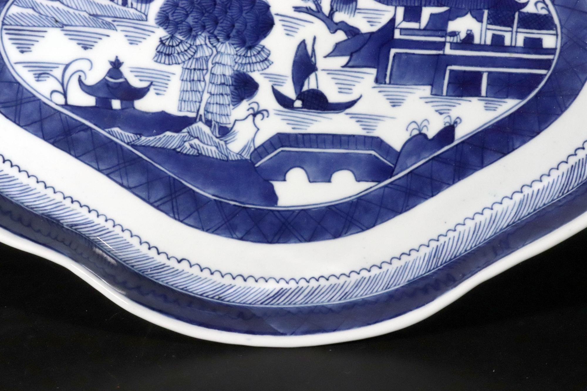 19th Century Chinese Export Nankin Blue & White Porcelain Tray