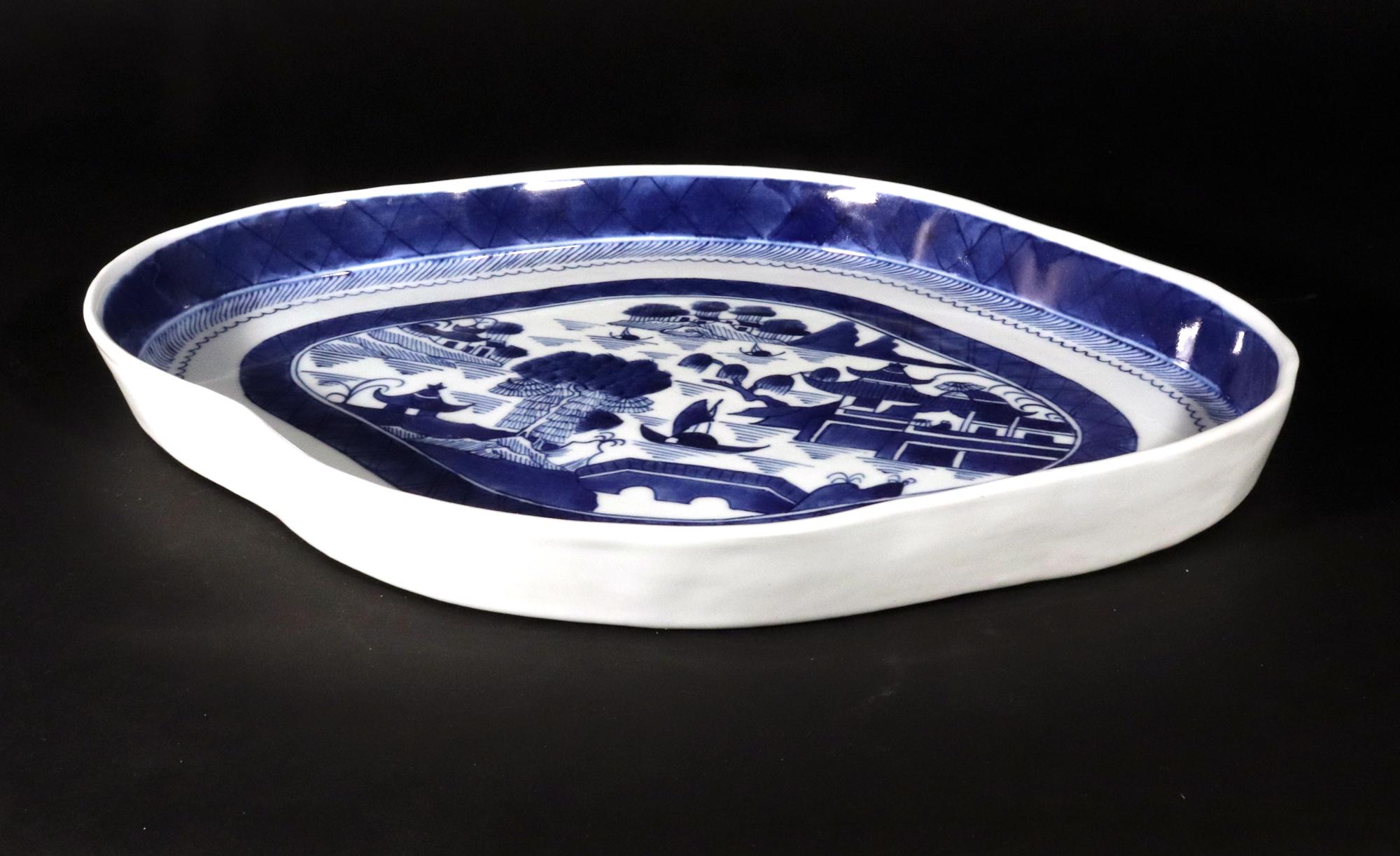 Chinese Export Nankin Blue & White Porcelain Tray 2