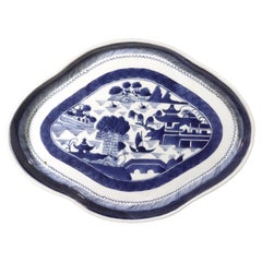 Antique Chinese Export Nankin Blue & White Porcelain Tray