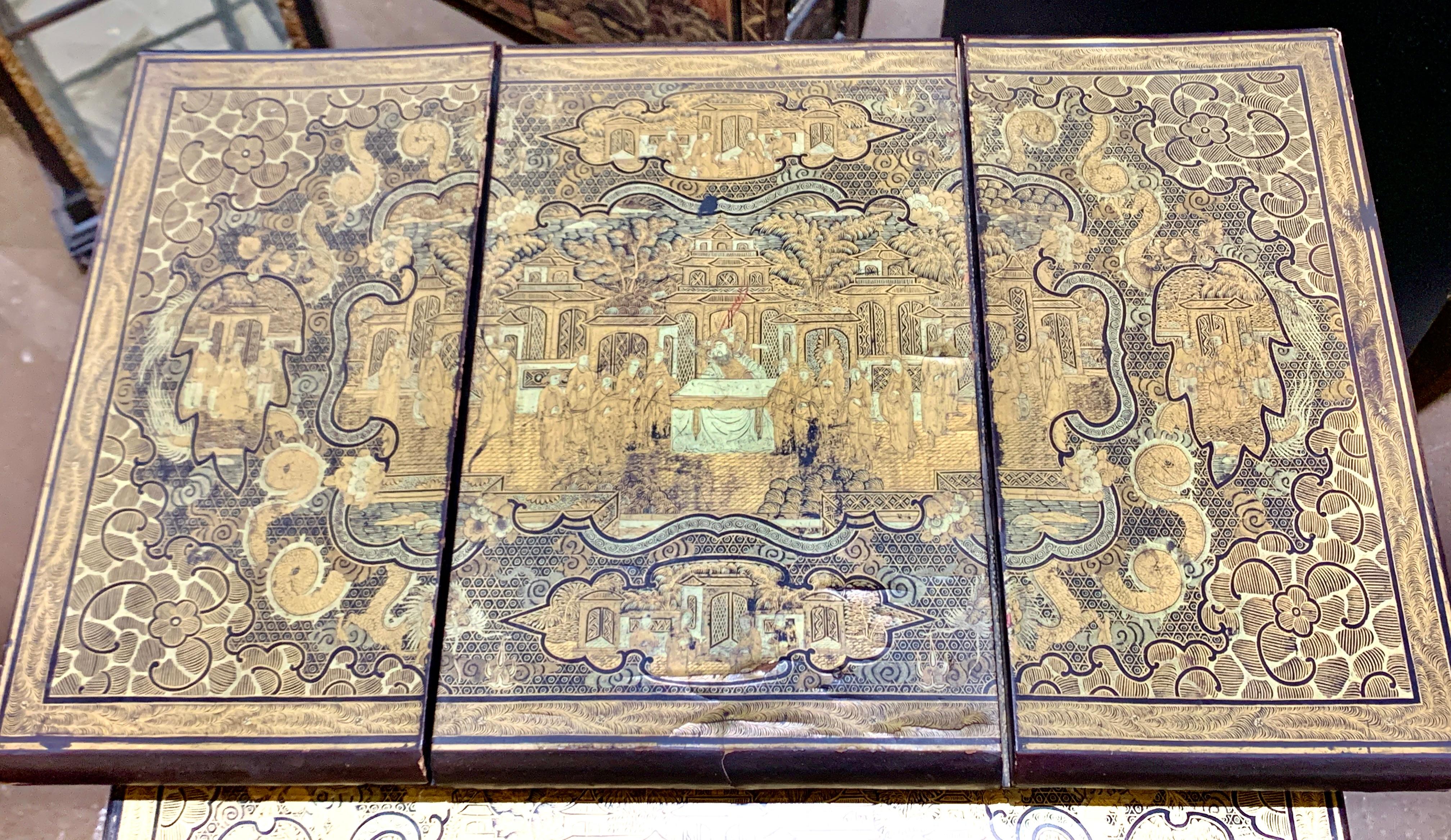 Gilt Chinese Export Nesting Games Tables, Set of Four, Mid 19th Century, China For Sale