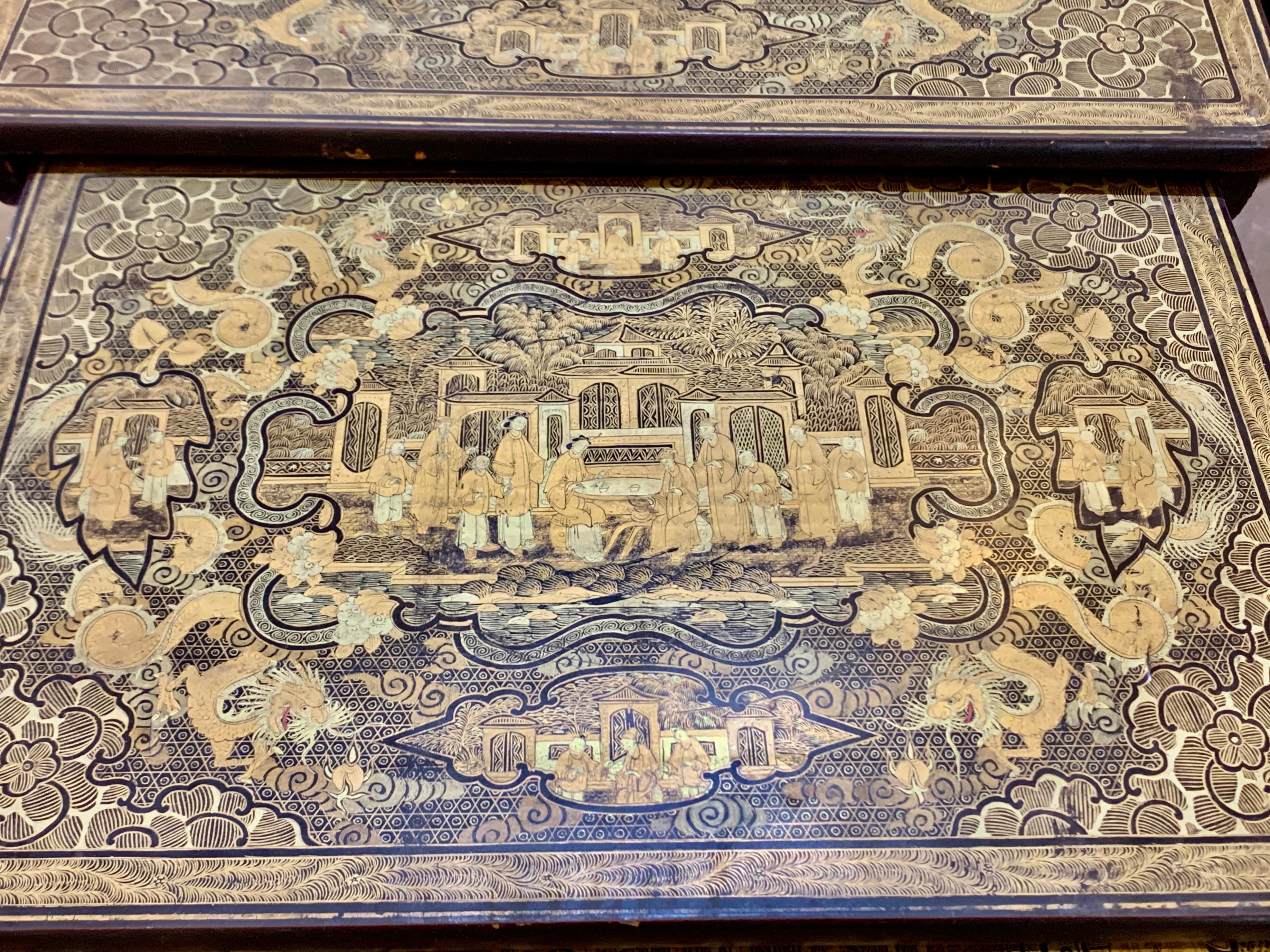 Wood Chinese Export Nesting Games Tables, Set of Four, Mid 19th Century, China For Sale