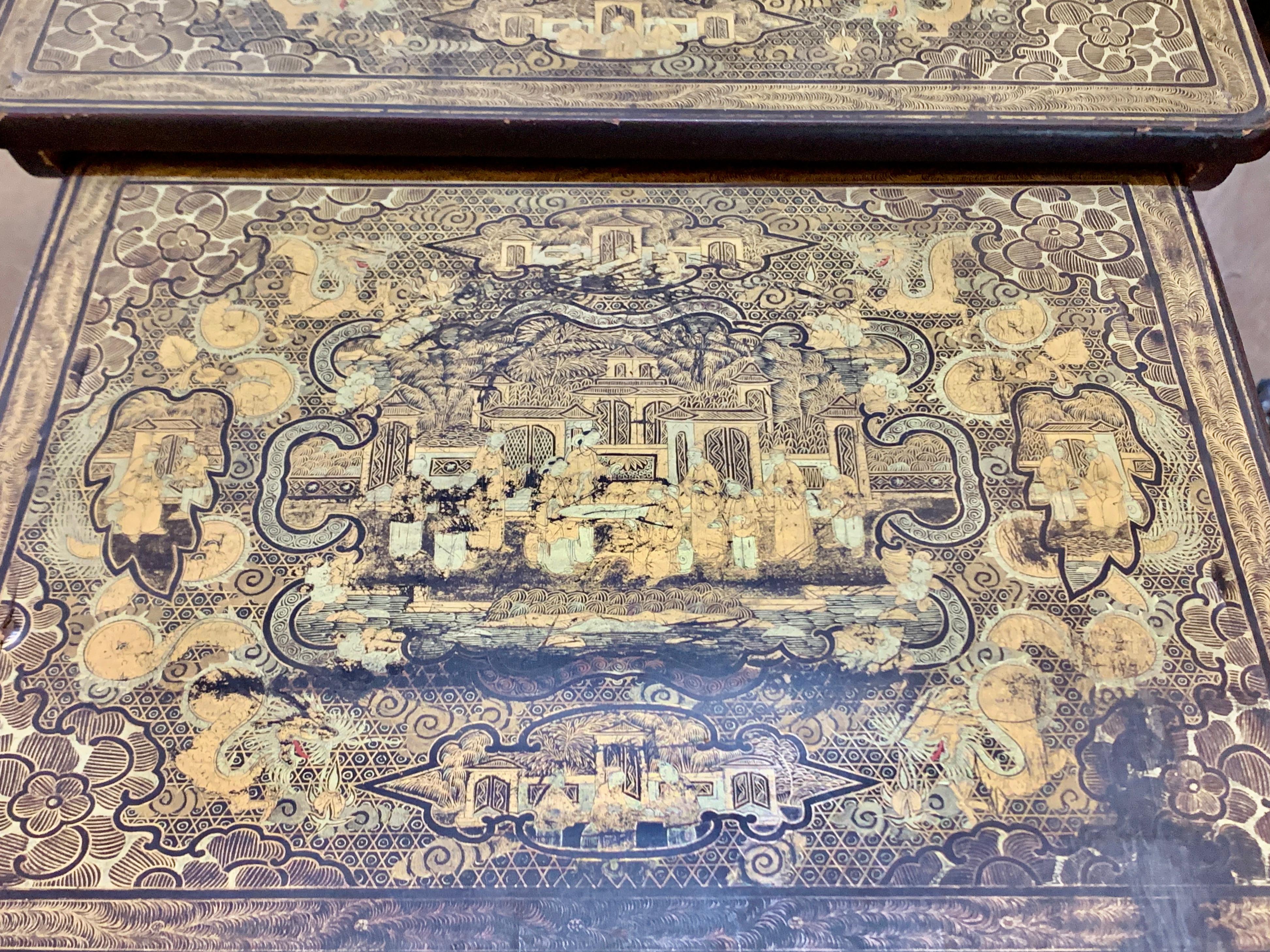 Chinese Export Nesting Games Tables, Set of Four, Mid 19th Century, China For Sale 1