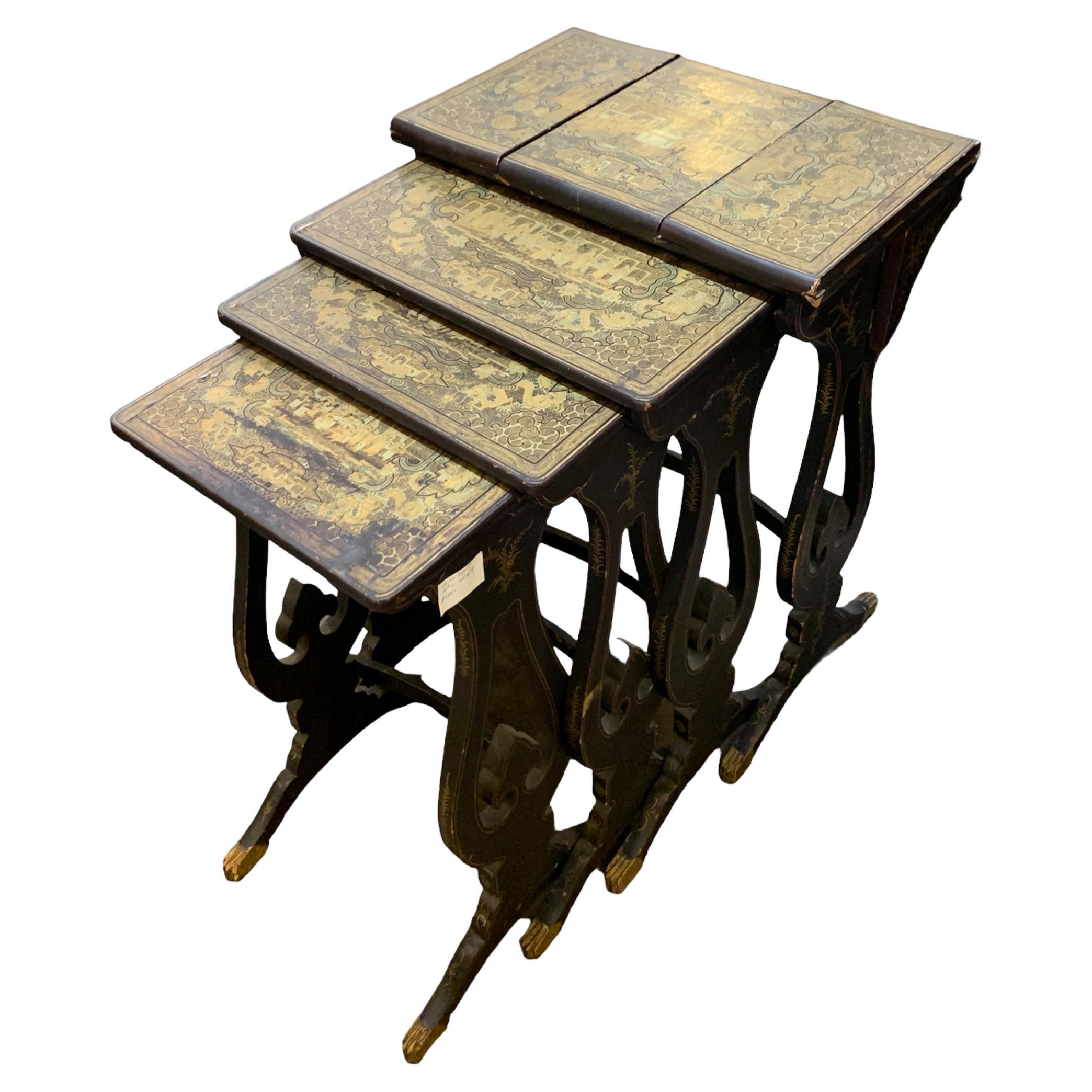 Chinese Export Nesting Games Tables, Set of Four, Mid 19th Century, China For Sale
