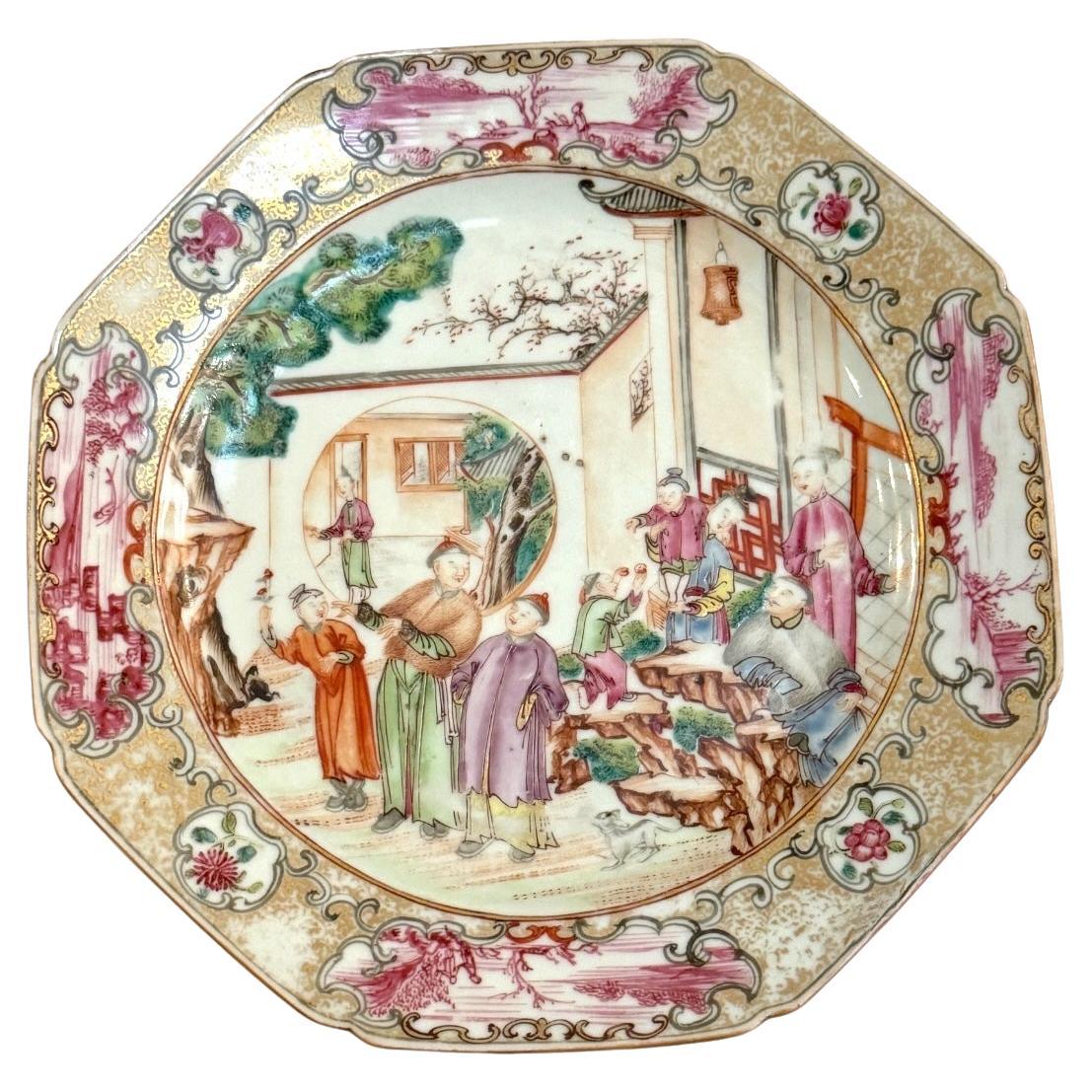 Chinese Export Octagonal Plate, Qing Dynasty, Qianlong Period