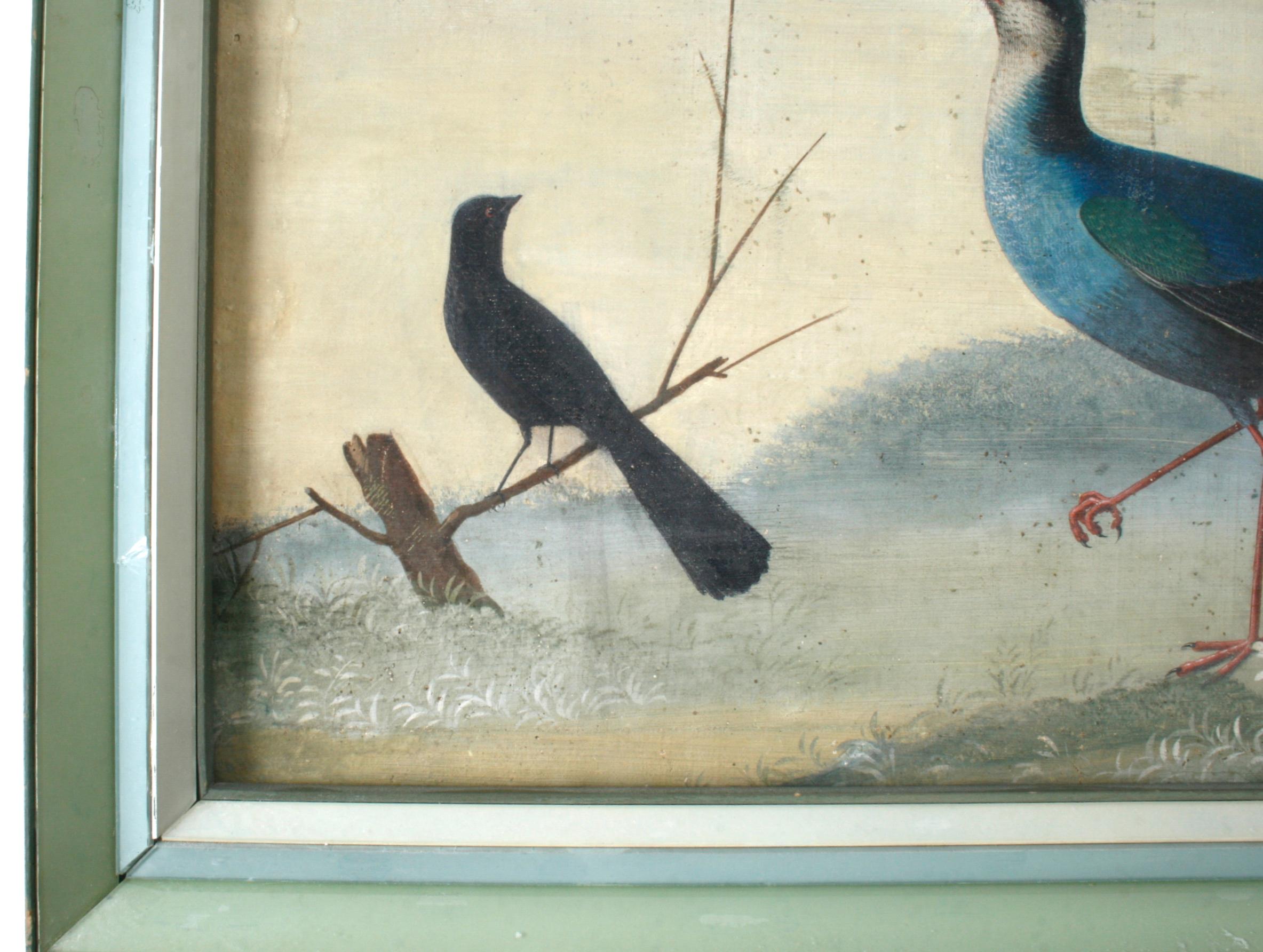 Chinese Export Oil Paintings of Birds in Glass Veneer Frames, 19th Century 3