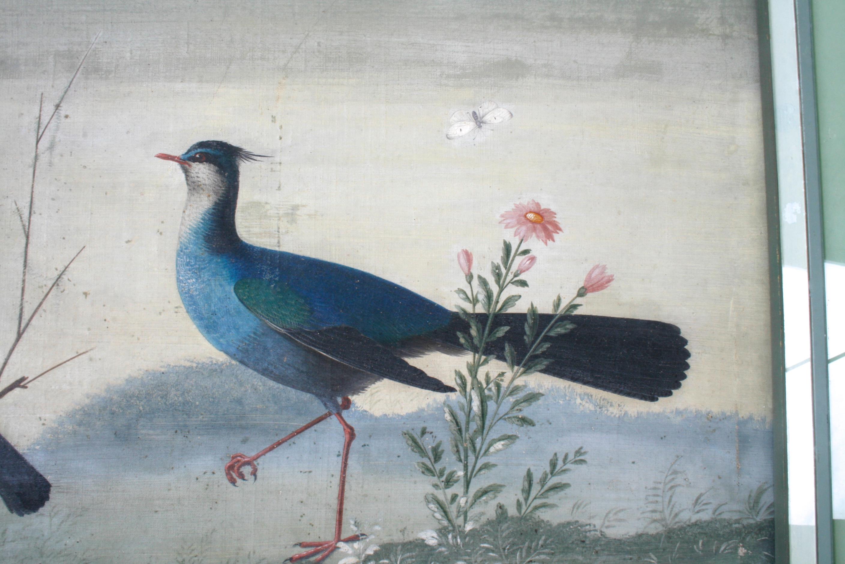 Chinese Export Oil Paintings of Birds in Glass Veneer Frames, 19th Century 4