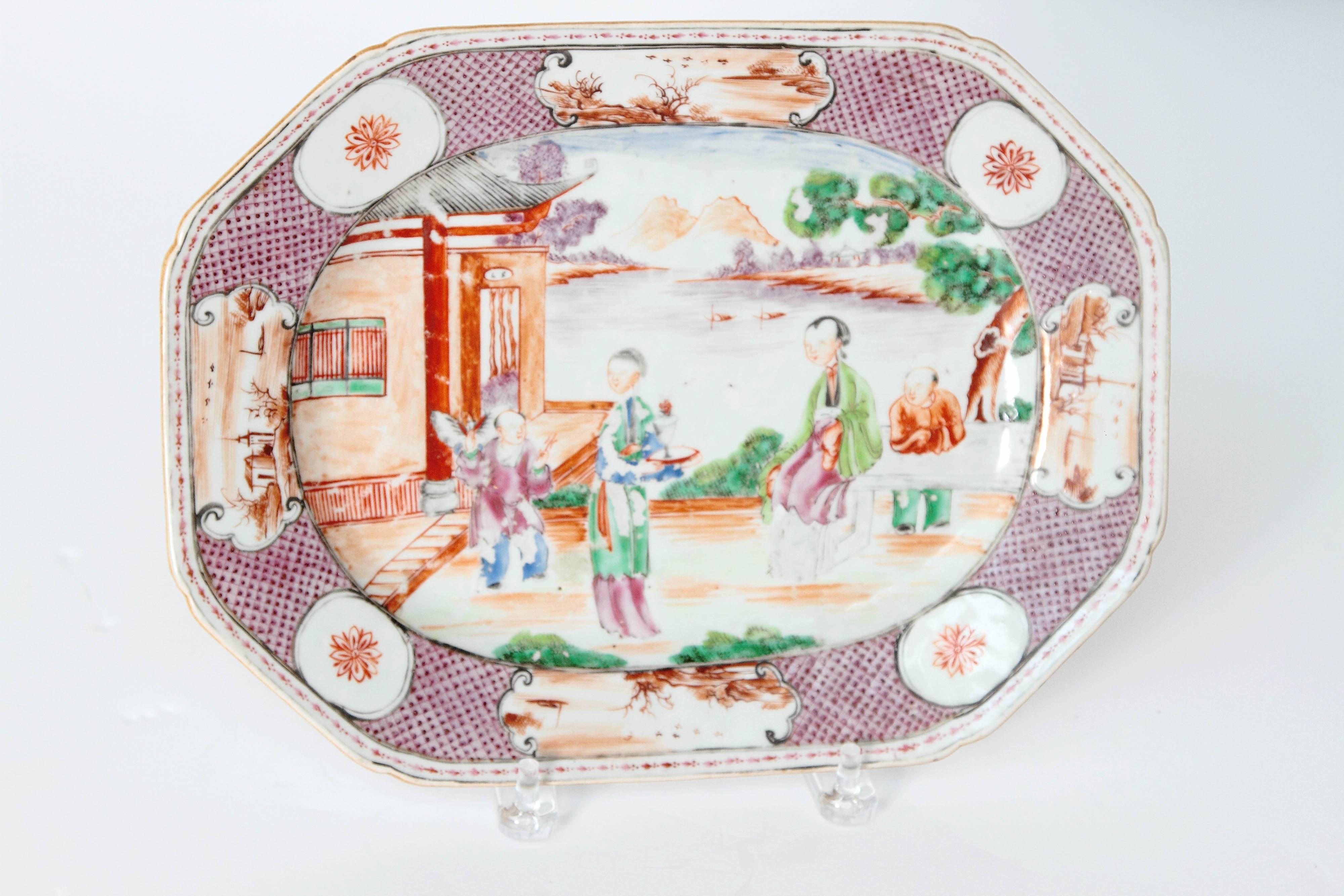 Porcelain Chinese Export or Manderin Palette Platter