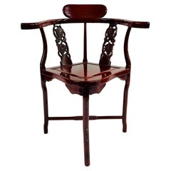 Silla esquinera de palisandro tallada a mano oriental de exportación china