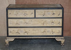 Chinese Export Oriental Heavily Carved Camphor Wood Chest of Drawers Part Suite