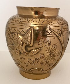 Chinese Export Phoenix Vase in Brass, Mid-20th Century