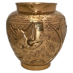 Chinese Export Phoenix Vase in Brass, Mid-20th Century