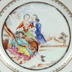Chinese Export Plate Decorated with a Music Party, circa 1745