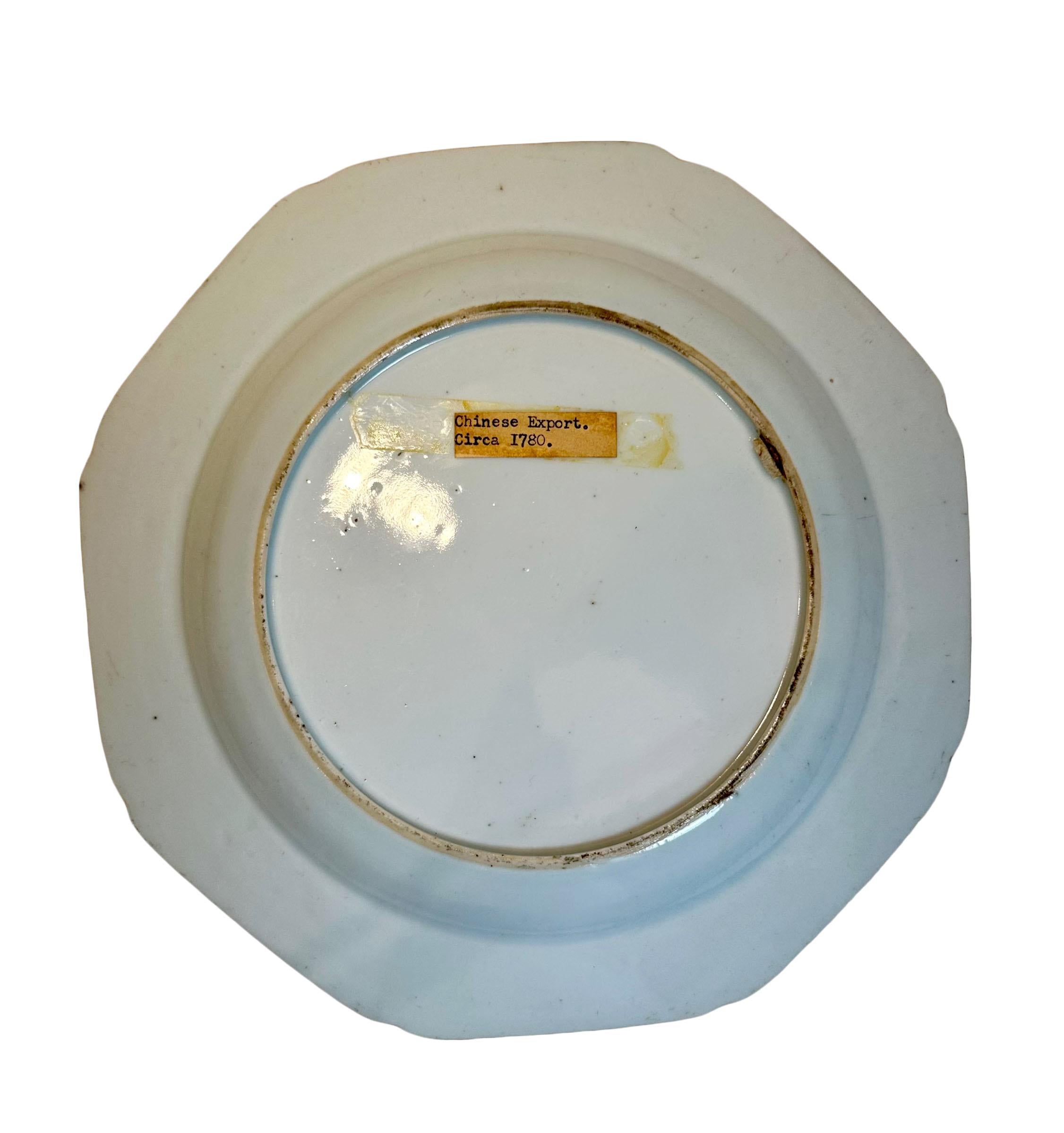Porcelain Chinese Export Plate Eighteenth Century For Sale