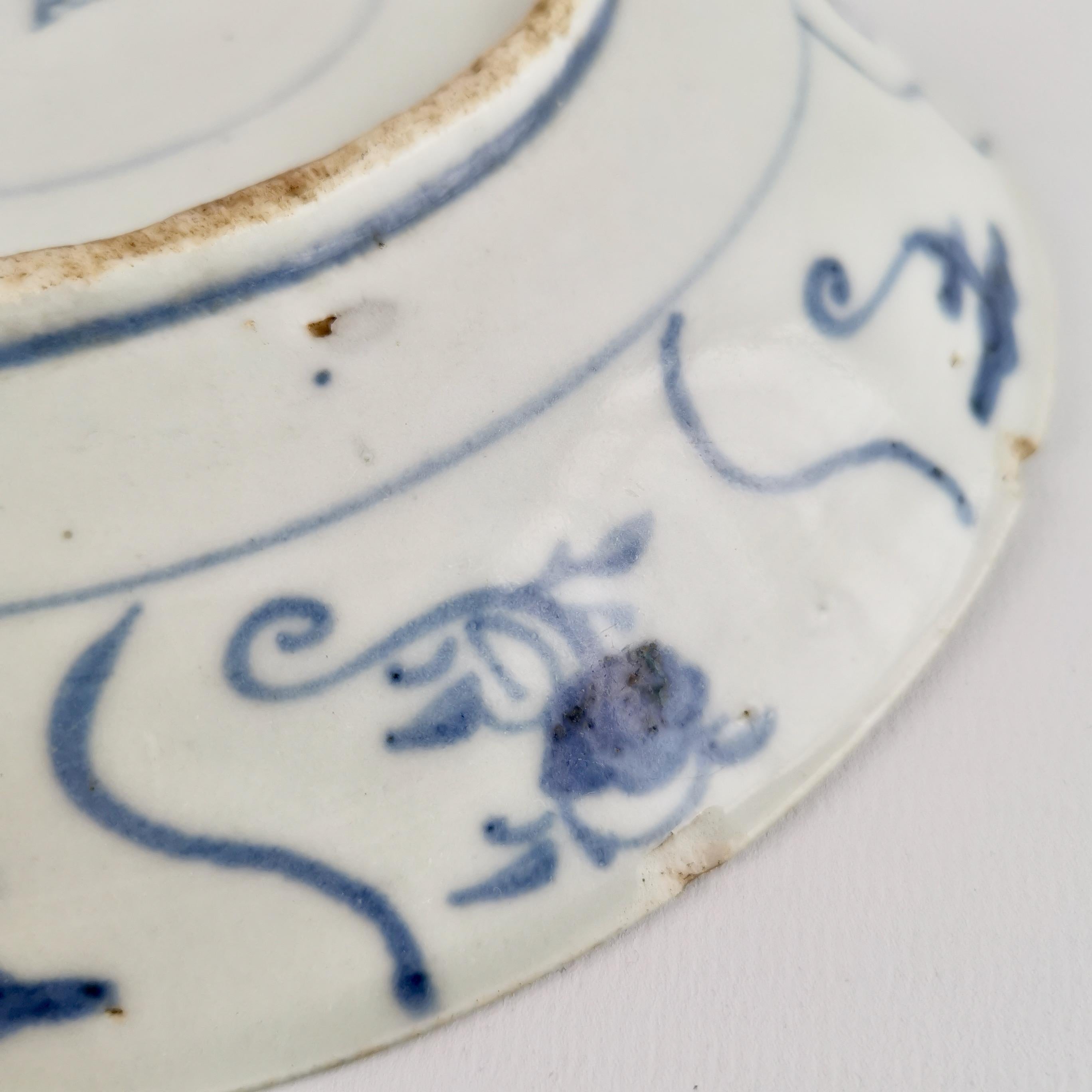 Chinese Export Plate, Tek Sing Style Shipwreck Plate, Blue White, Kangxi ca 1730 2
