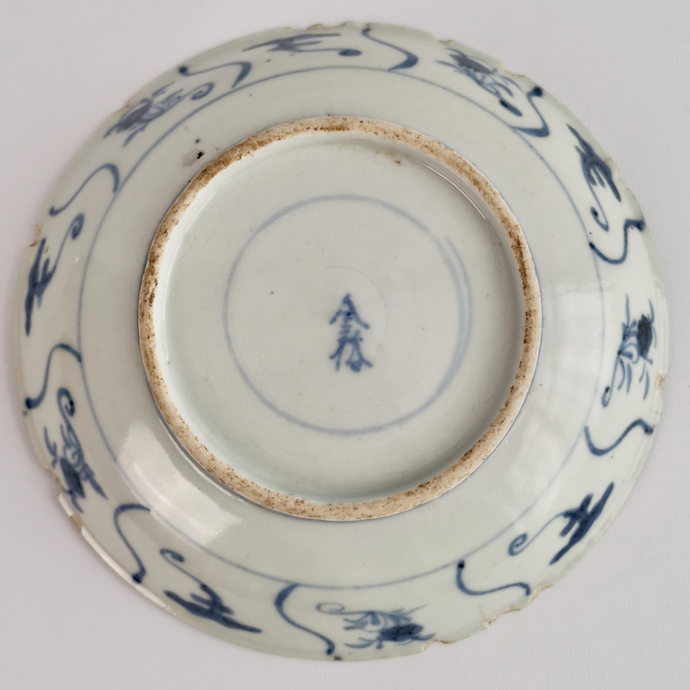 Chinese Export Plate, Tek Sing Style Shipwreck Plate, Blue White, Kangxi ca 1730 5