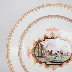 Chinese Export Plate with Meissen Style Cartouche Landscape, c.1730